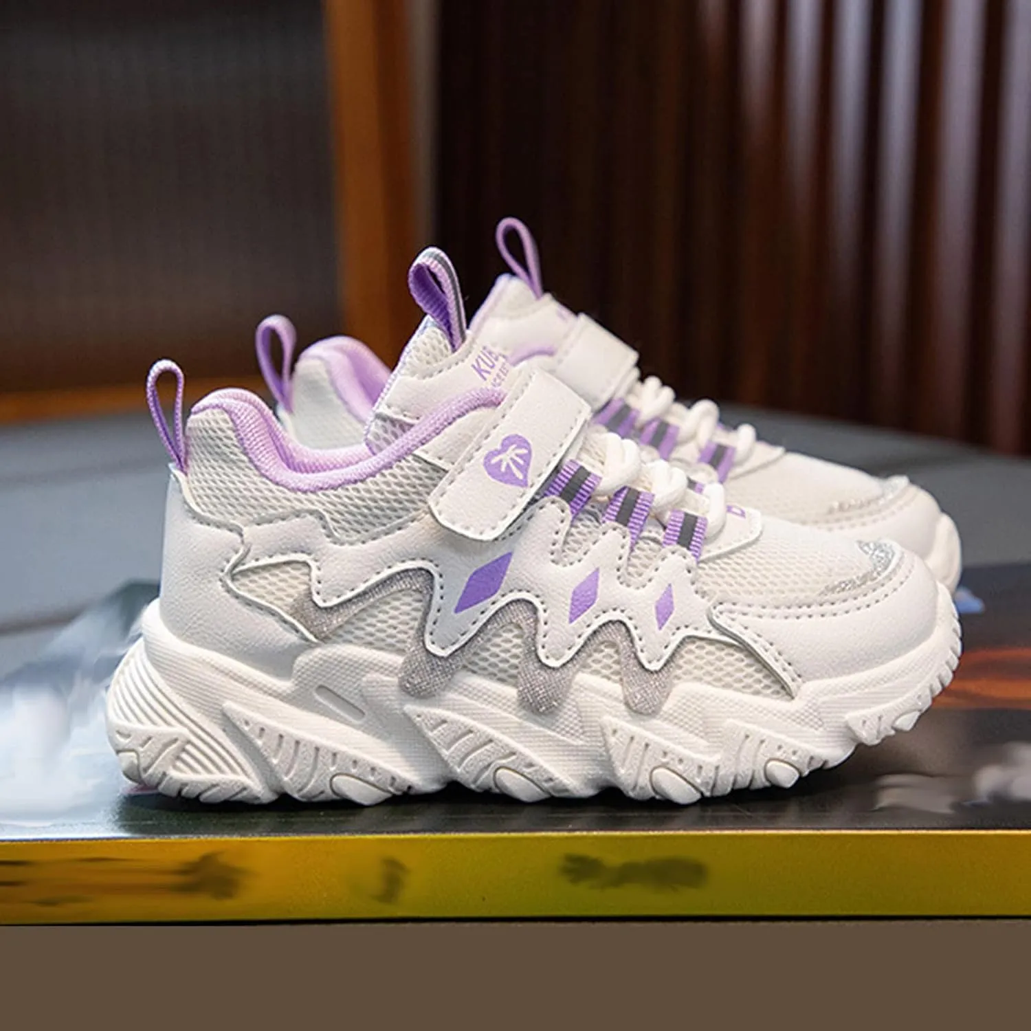 Cathalem Sneakes for Girls Thick Soles Lace Up Athletic Shoes Kids Non Slip Sneakers Flat Lightweight Mesh Breathable Shoes