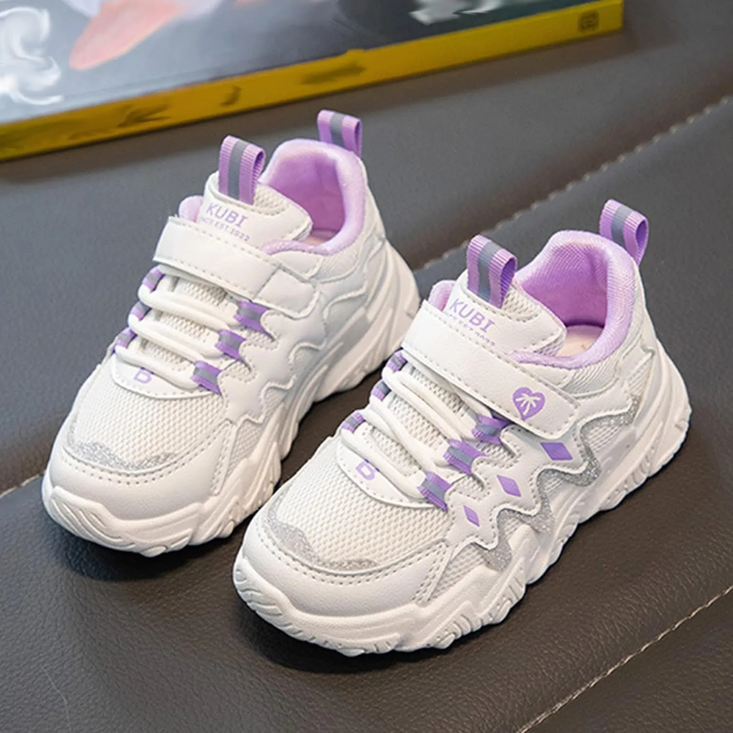 Cathalem Sneakes for Girls Thick Soles Lace Up Athletic Shoes Kids Non Slip Sneakers Flat Lightweight Mesh Breathable Shoes