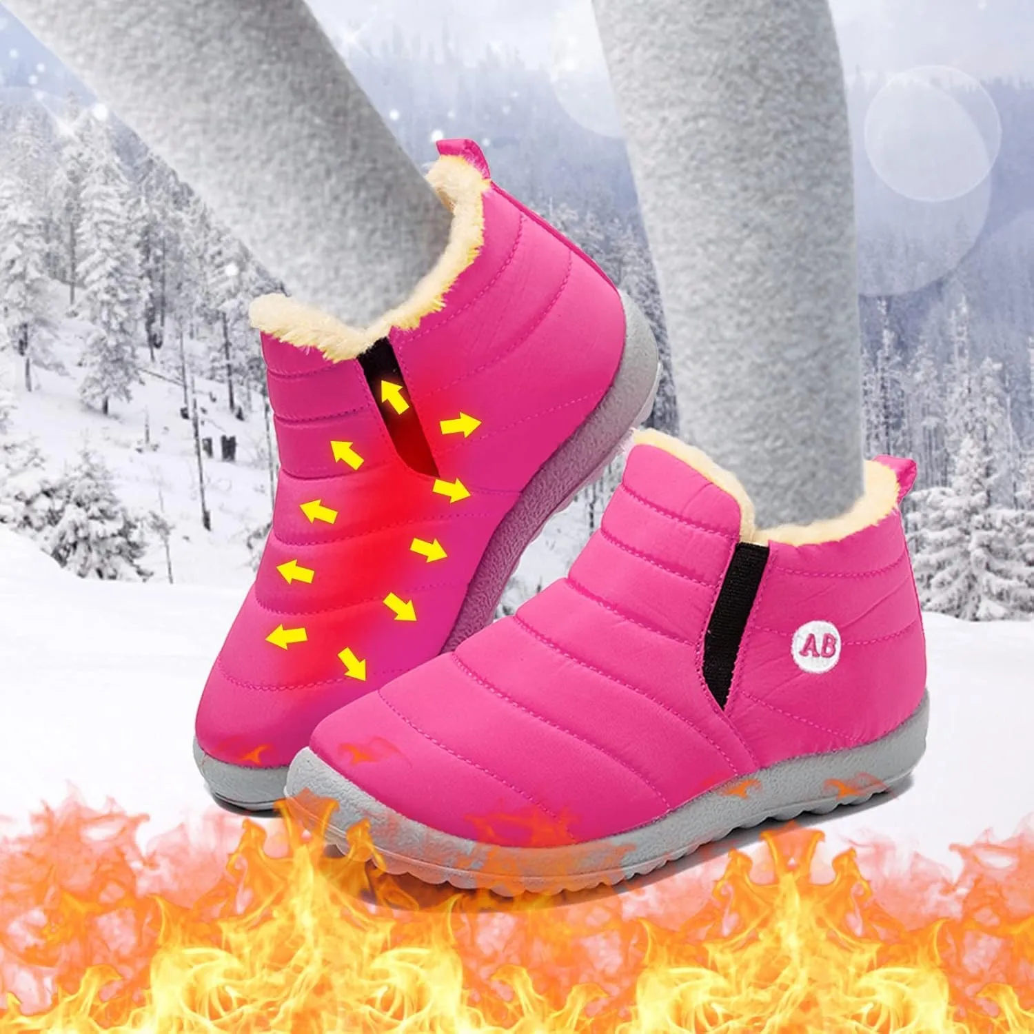 Childrens Winter Childrens Boots Flat Splashing Warm Short Tube Snow Boots Kids Snow Boots Size 3