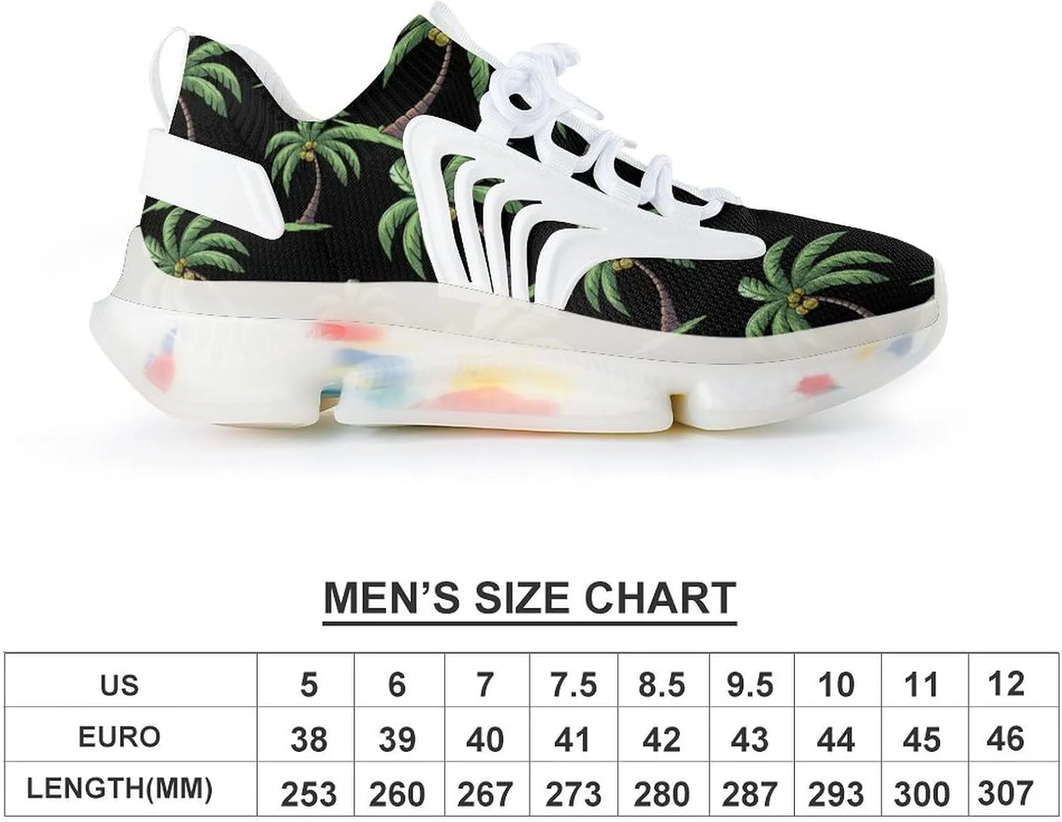 Coconut Tree Graphic Mens Sneakers Running Shoes Lightweight Athletic Shoes for Jogging Walking Gym