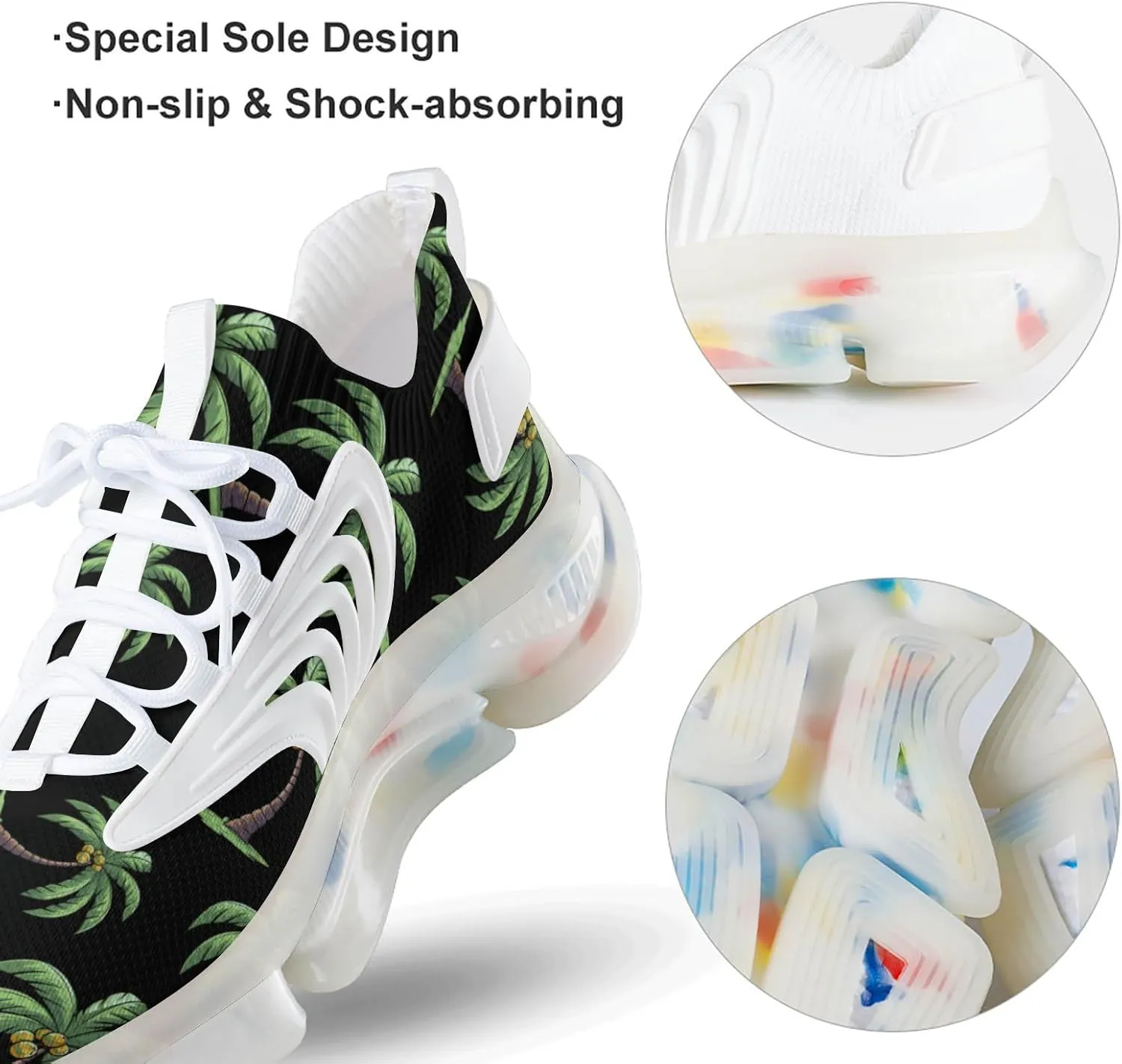 Coconut Tree Graphic Mens Sneakers Running Shoes Lightweight Athletic Shoes for Jogging Walking Gym