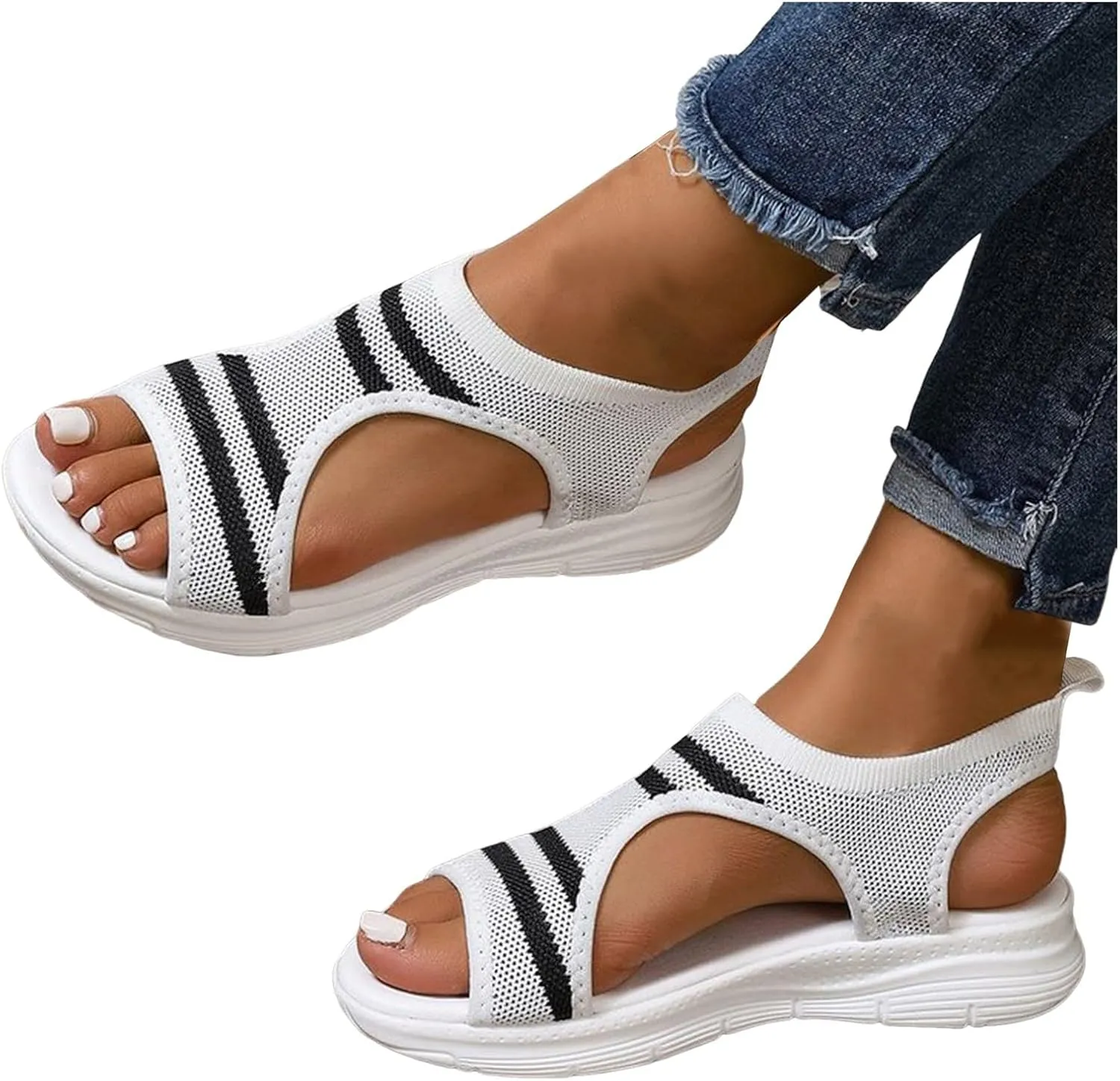 Comfortable Women's Trekking Sandals Orthopaedic Plantar Fasciitis Arch Support Sports Summer Sandal Wedges Shoes For Women Sandals With Breathable Mesh Comfortable Sandal