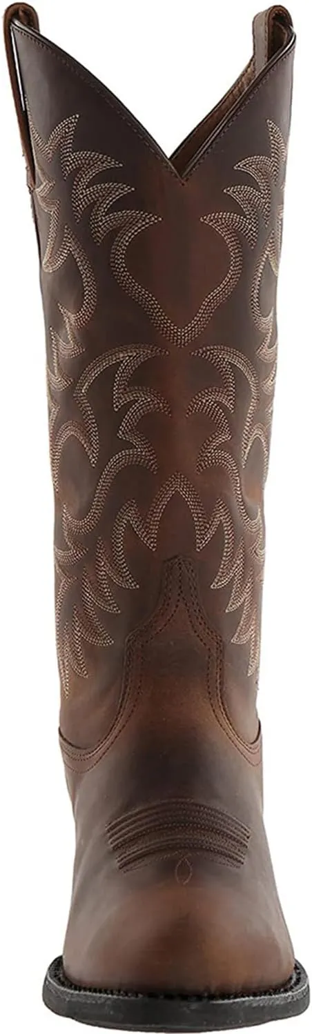 Cowboy Boots for Men Western Boots Durable Fashionable Retro Classic Embroidered Mid-Calf Snip Toe Boots