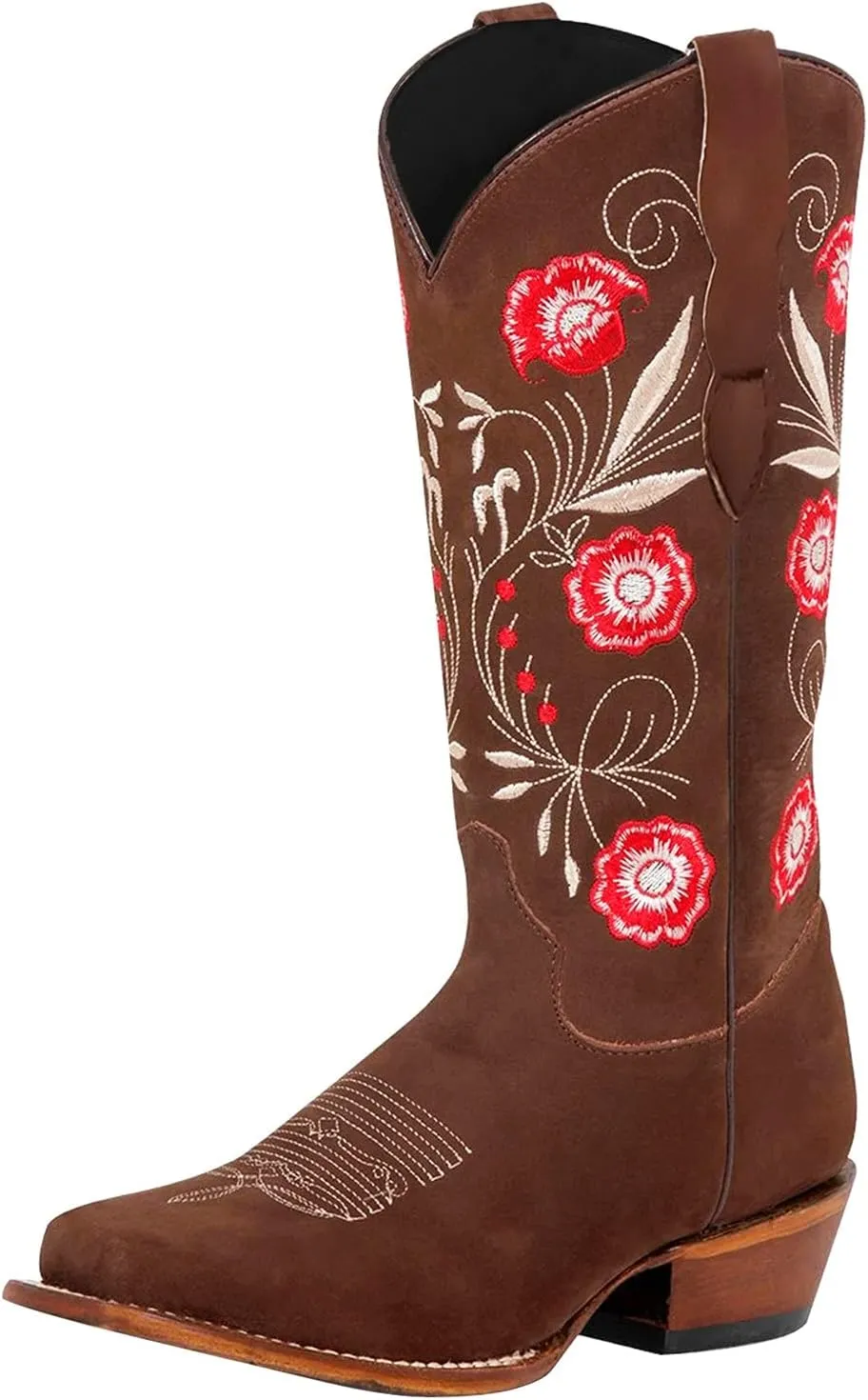 Cowboy Boots for Women Black Womens Retro Stacked Chunky Block Heels Short Boots Warm Embroider Outdoor Western Shoesfdg05