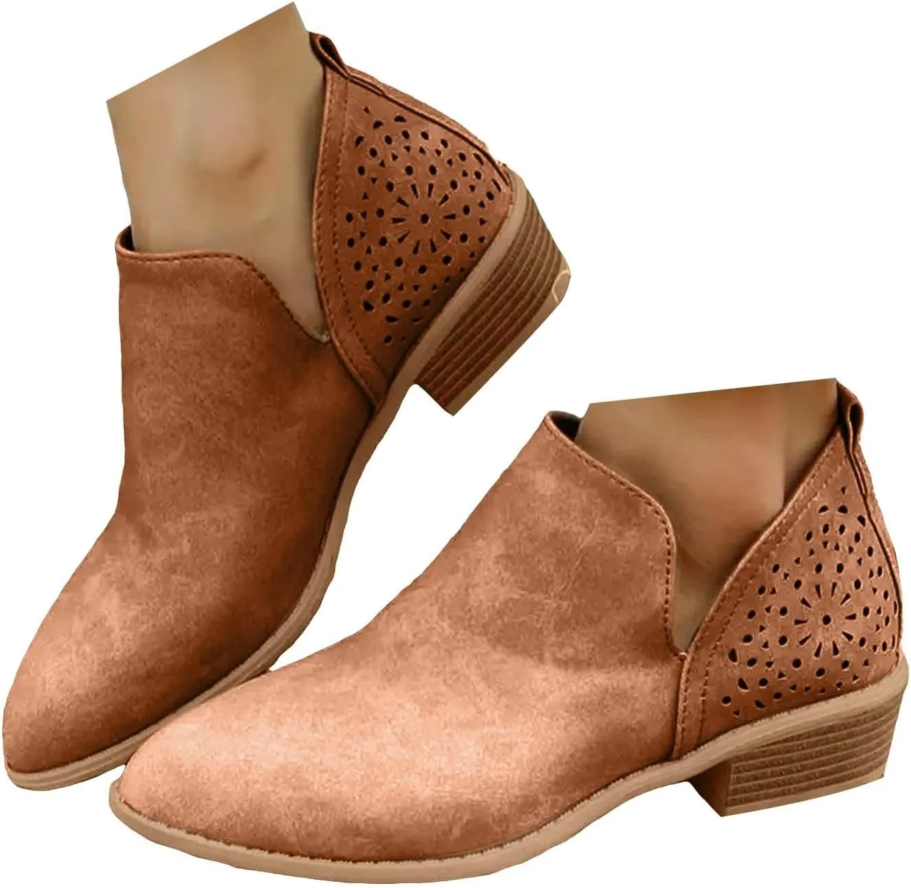 Cowboy Boots for Women Western Classic Slip On Heel Shoes Ankle Boots for Women Fashion Comfortable Short Womens Boots