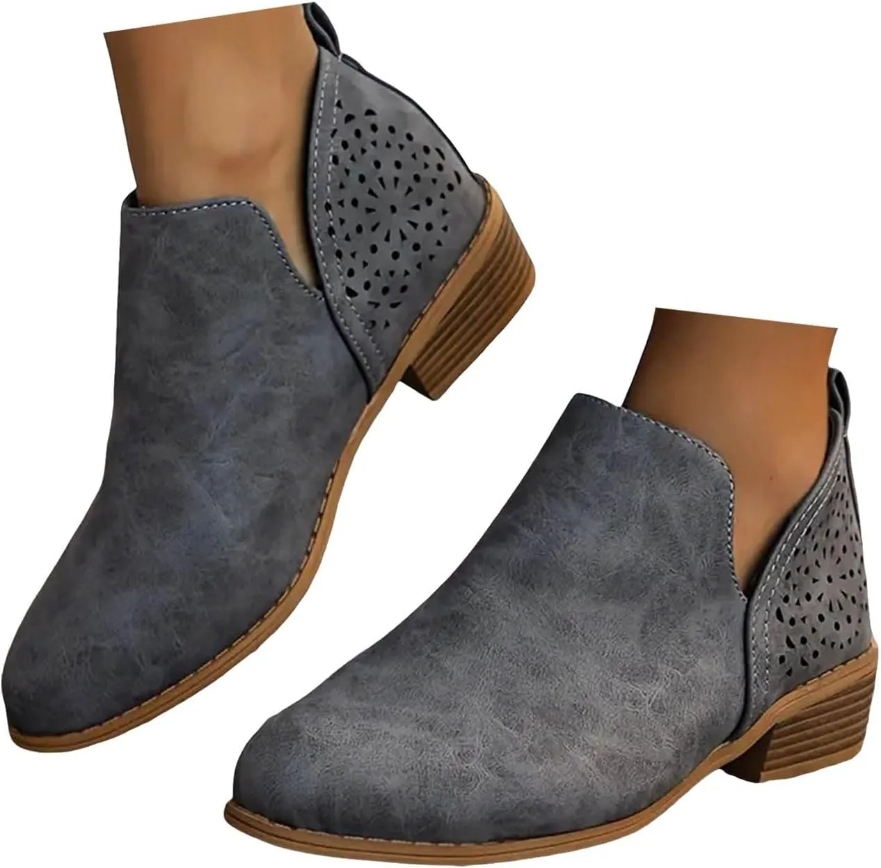 Cowboy Boots for Women Western Classic Slip On Heel Shoes Ankle Boots for Women Fashion Comfortable Short Womens Boots