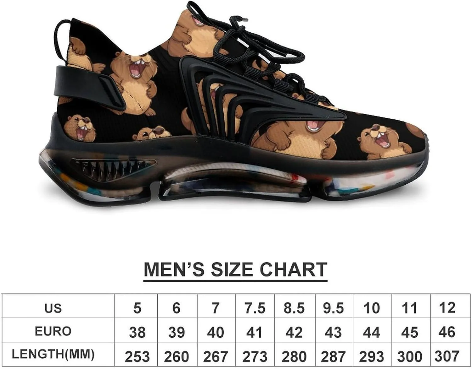 Cute Animal Marmots Mens Sneakers Running Shoes Lightweight Athletic Shoes for Jogging Walking Gym