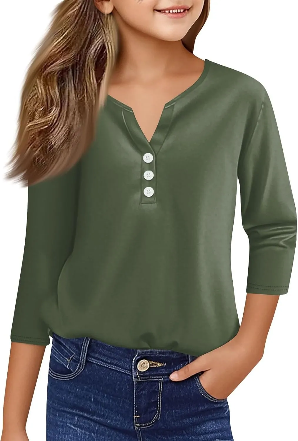 Cute Tops for Teen Girls, Cute Tops for Girls Cute Shirts for Teen Girls Girls 3/4 Sleeve Print T-Shirt Round Neck Tops