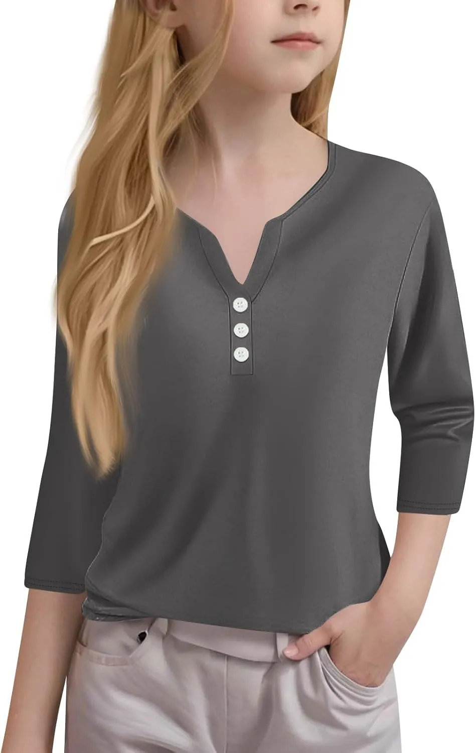 Cute Tops for Teen Girls, Cute Tops for Girls Cute Shirts for Teen Girls Girls 3/4 Sleeve Print T-Shirt Round Neck Tops