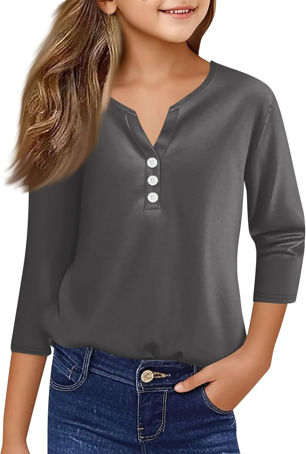 Cute Tops for Teen Girls, Cute Tops for Girls Cute Shirts for Teen Girls Girls 3/4 Sleeve Print T-Shirt Round Neck Tops