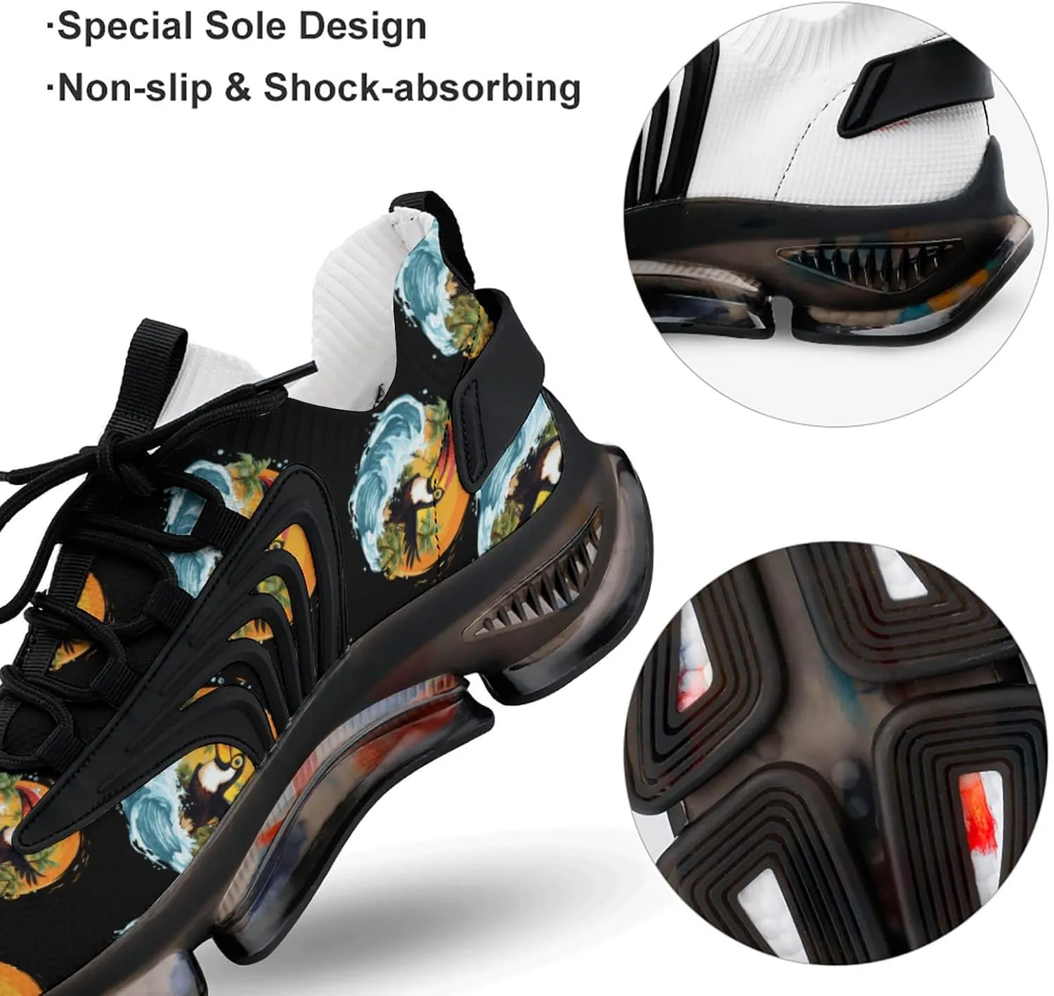 Cute Toucans Bird Mens Sneakers Running Shoes Lightweight Athletic Shoes for Jogging Walking Gym