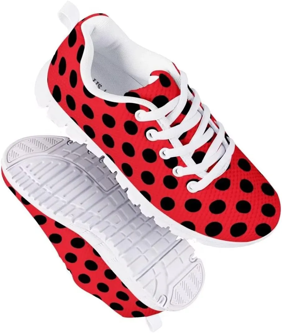 Dellukee Girls Shoes Cute Solid Color Polka Dot Running Walking Sports Sneakers