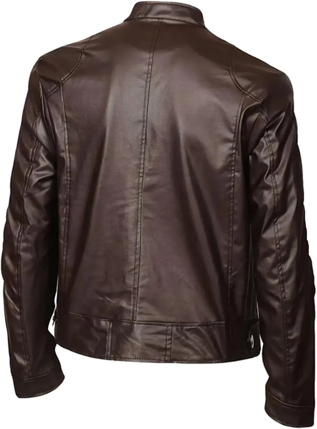 Dgoopd Leather Jackets for Men Stand Collar Moto Jacket Zip up Biker Jacket Waterproof Motorcycle Jacket Faux Leather Jacket