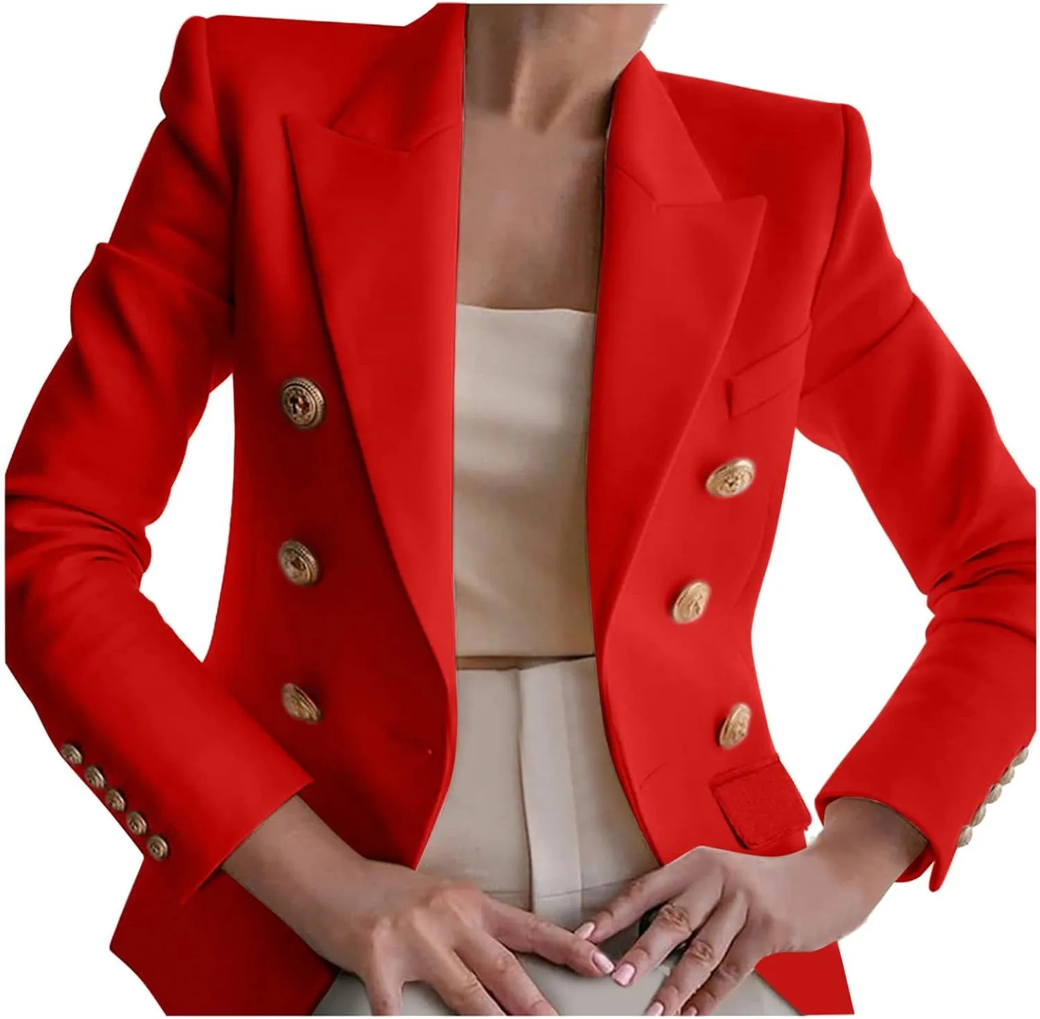 Elegant Slim Fit Blazer for Womens Casual Office Blazers Draped Open Front Cardigans Jacket Pocketed Work Suit Outwear