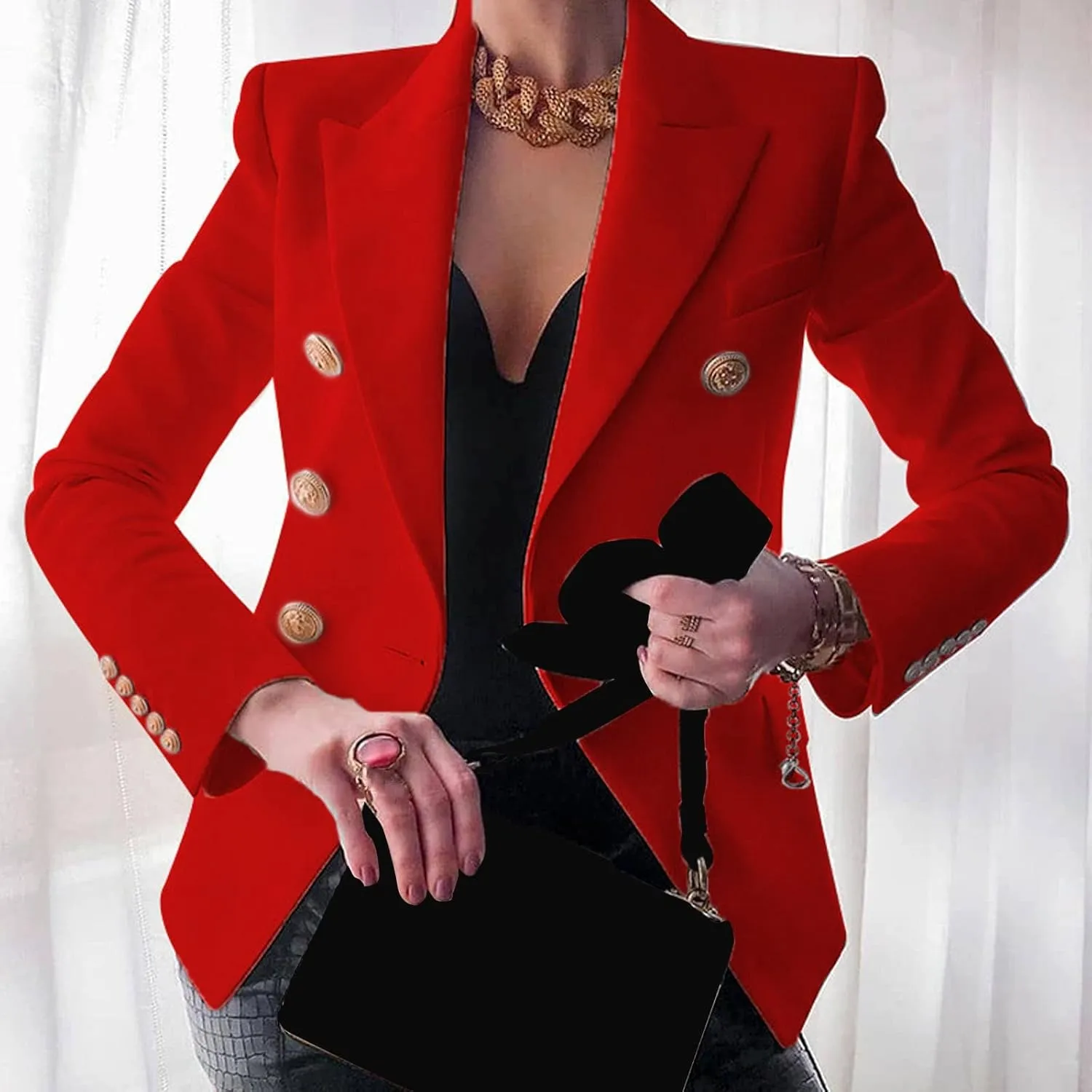 Elegant Slim Fit Blazer for Womens Casual Office Blazers Draped Open Front Cardigans Jacket Pocketed Work Suit Outwear