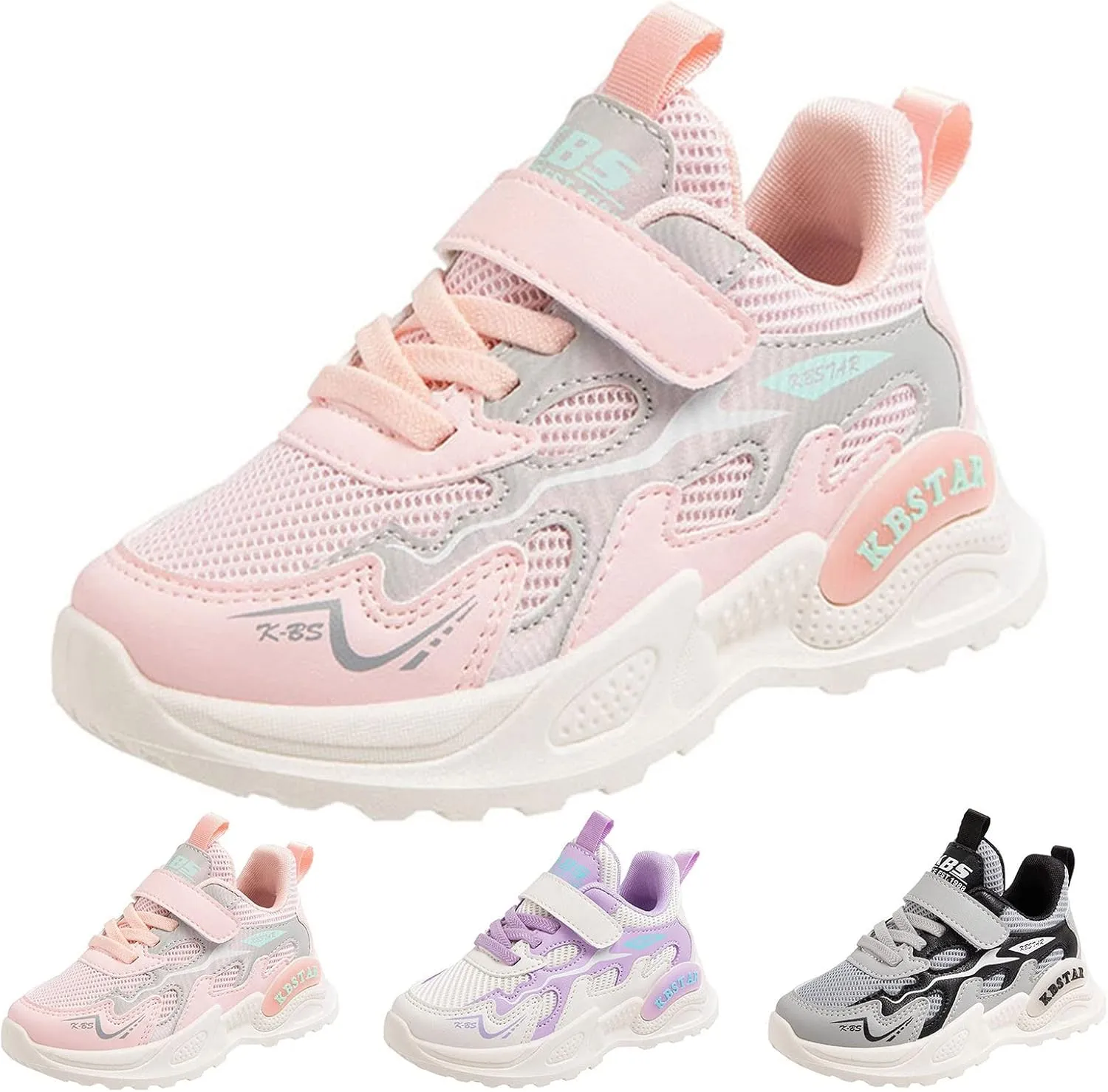 Fashion All Seasons Children Sports Girls Flat Lightweight Mesh Breathable and Comfortable Solid Toddler Tennis Shoes