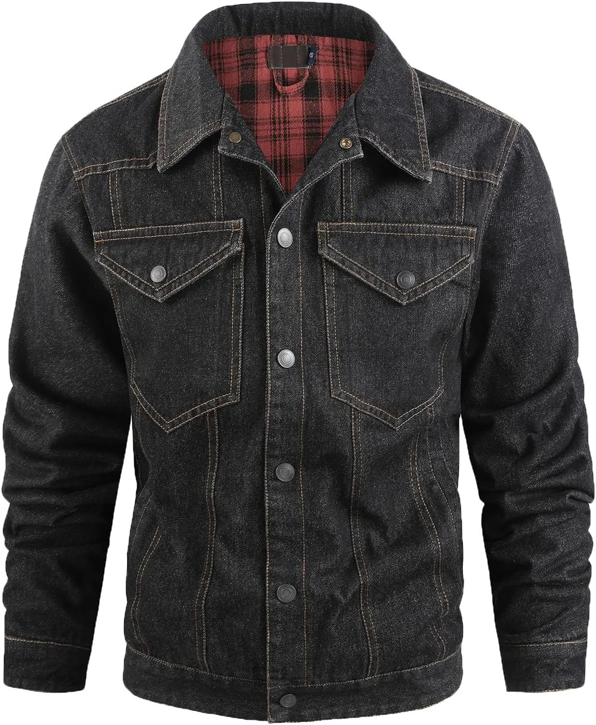 Fashion Mens Denim Trucker Jackets Regular Fit Casual Lapel Jean Jacket Long Sleeve Cowboy Coat Outwear Pocket Front