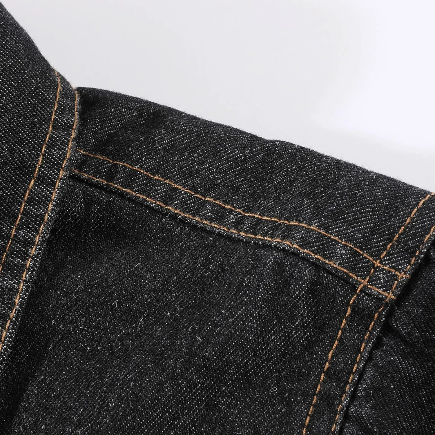 Fashion Mens Denim Trucker Jackets Regular Fit Casual Lapel Jean Jacket Long Sleeve Cowboy Coat Outwear Pocket Front