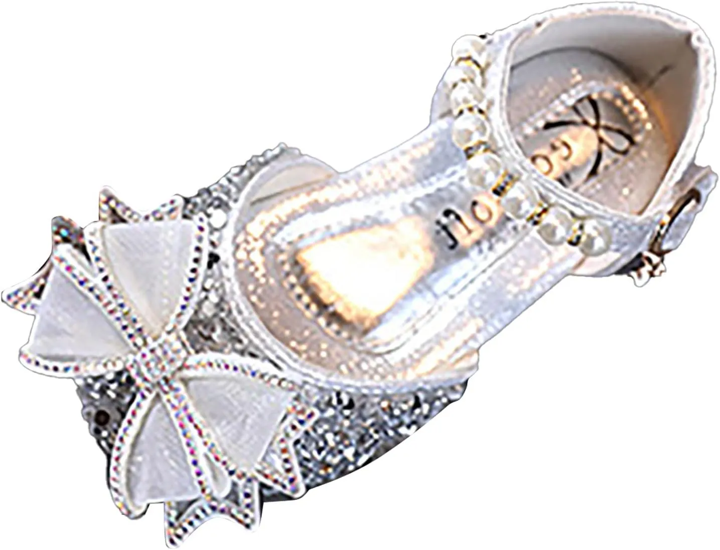 Fashion Spring and Summer Girls Sandals Dress Performance Dance Shoes Flat Bottom Light Mesh Bow Sequin Kid Water Shoes (Silver, 2-2.5 Years Toddler)