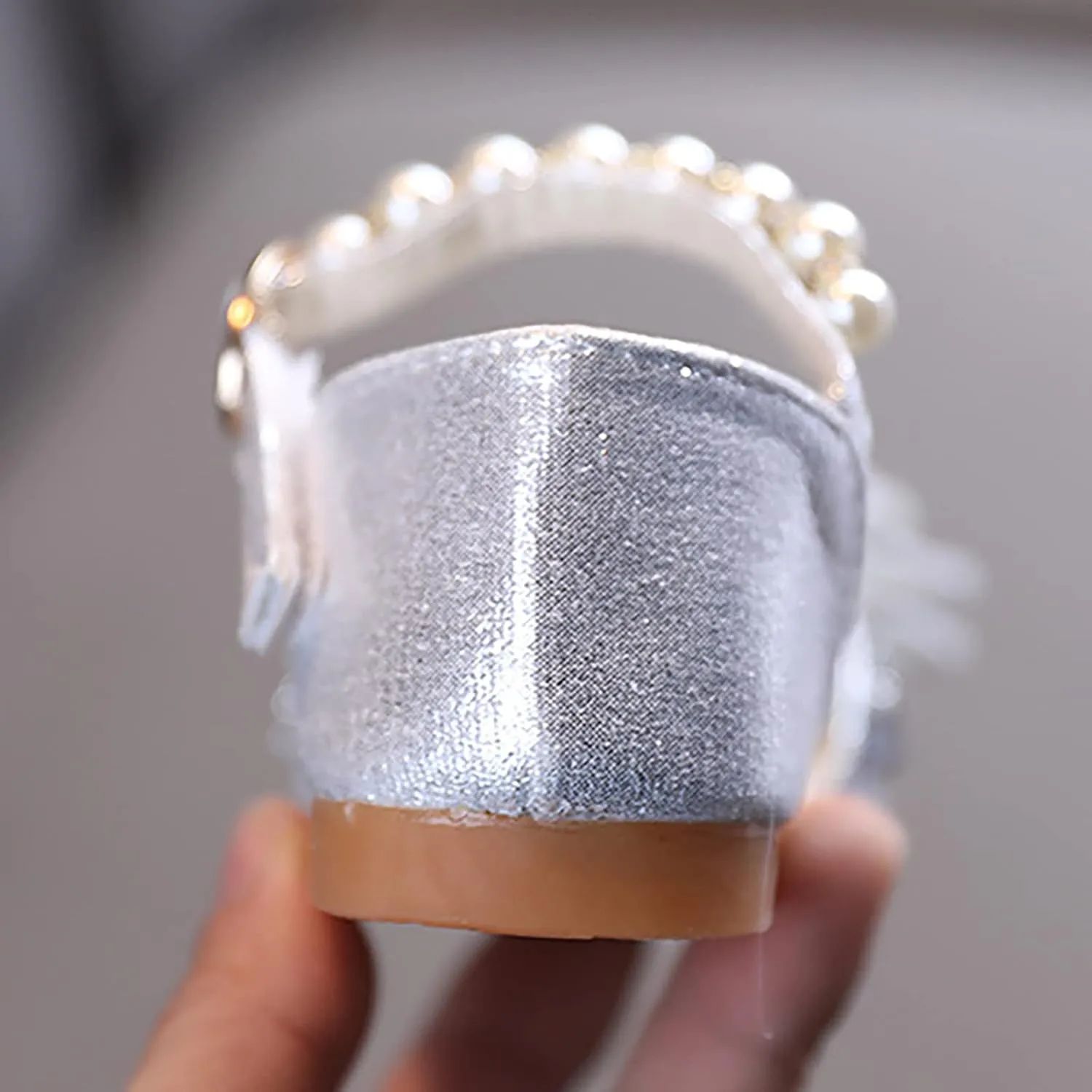 Fashion Spring and Summer Girls Sandals Dress Performance Dance Shoes Flat Bottom Light Mesh Bow Sequin Kid Water Shoes (Silver, 2-2.5 Years Toddler)