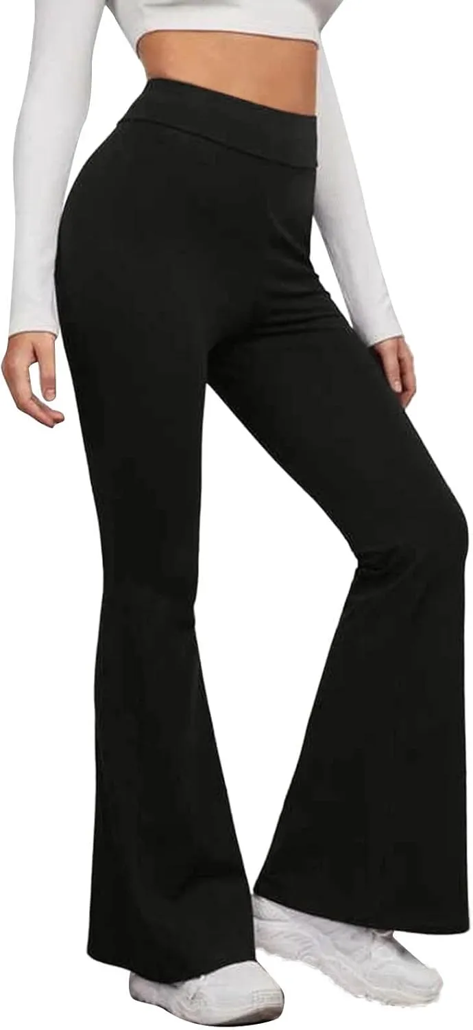 Flare Leggings High Waist Leggings Regular Solid Flared Pants Active Workout Yoga Pants Trousers Yoga Leggings for
