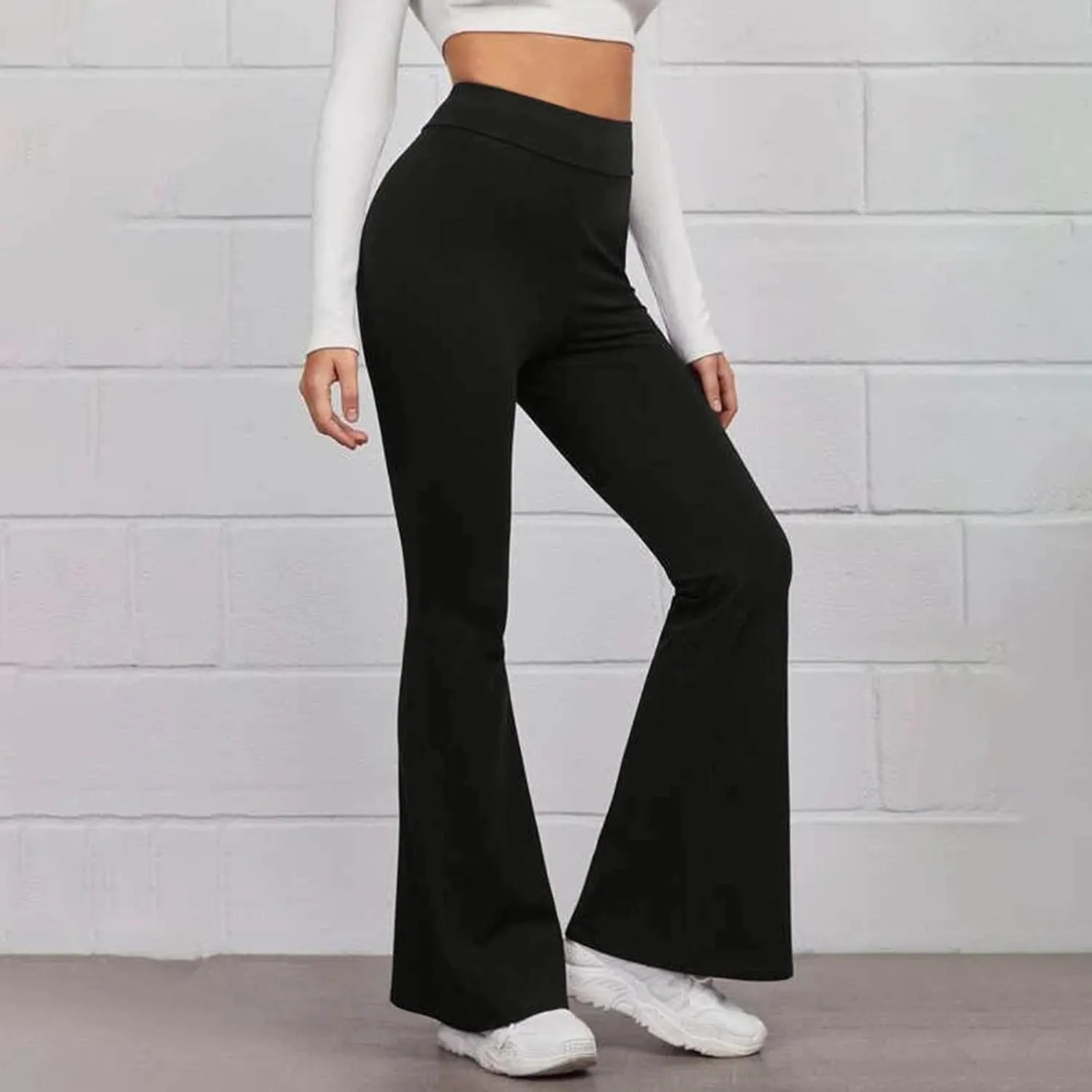Flare Leggings High Waist Leggings Regular Solid Flared Pants Active Workout Yoga Pants Trousers Yoga Leggings for
