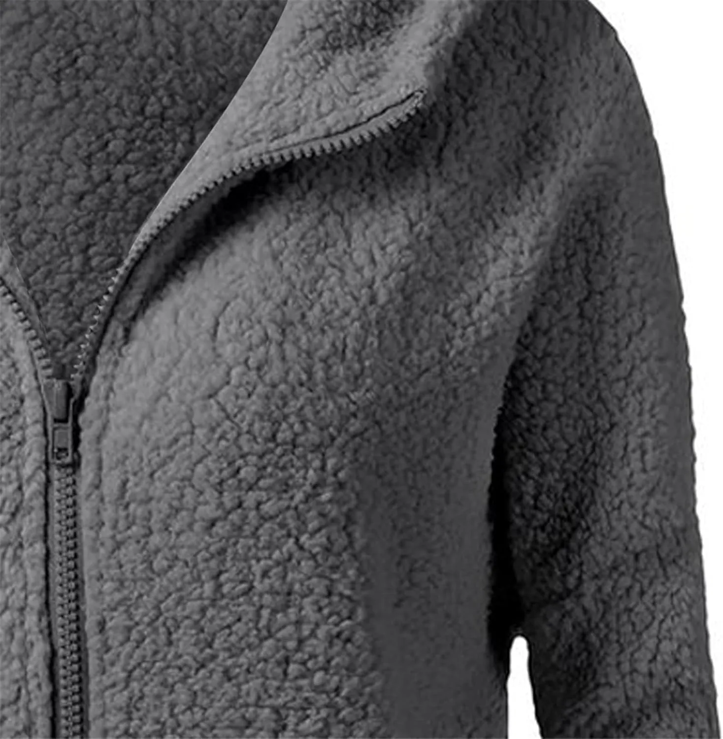 Fleece Jackets for Women Casual Plus Size Long Sleeve Zip Up Fuzzy Sherpa Coat Comfy Warm Hoodies Outwear Fall Winter