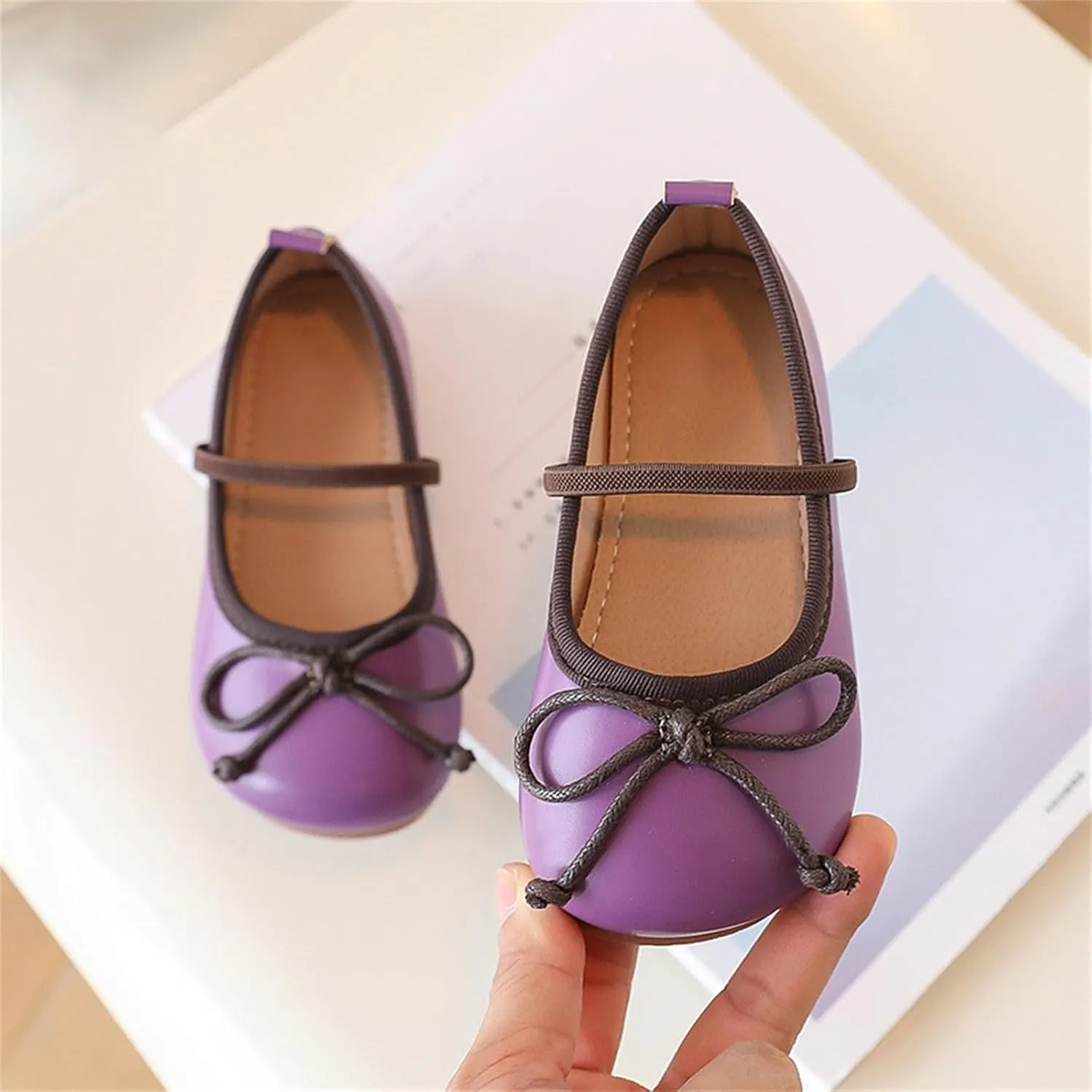 Flower Girl Shoes Mary Jane Ballet Flats Bow Girls Dress Shoes Wedding Party Communion Shoes for Toddler Girls