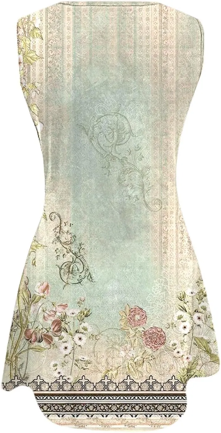 Flowy Summer Dresses for Women Womens with Pockets Summer Casual Tank Dress Sleeveless Midi Beach Dress Linen