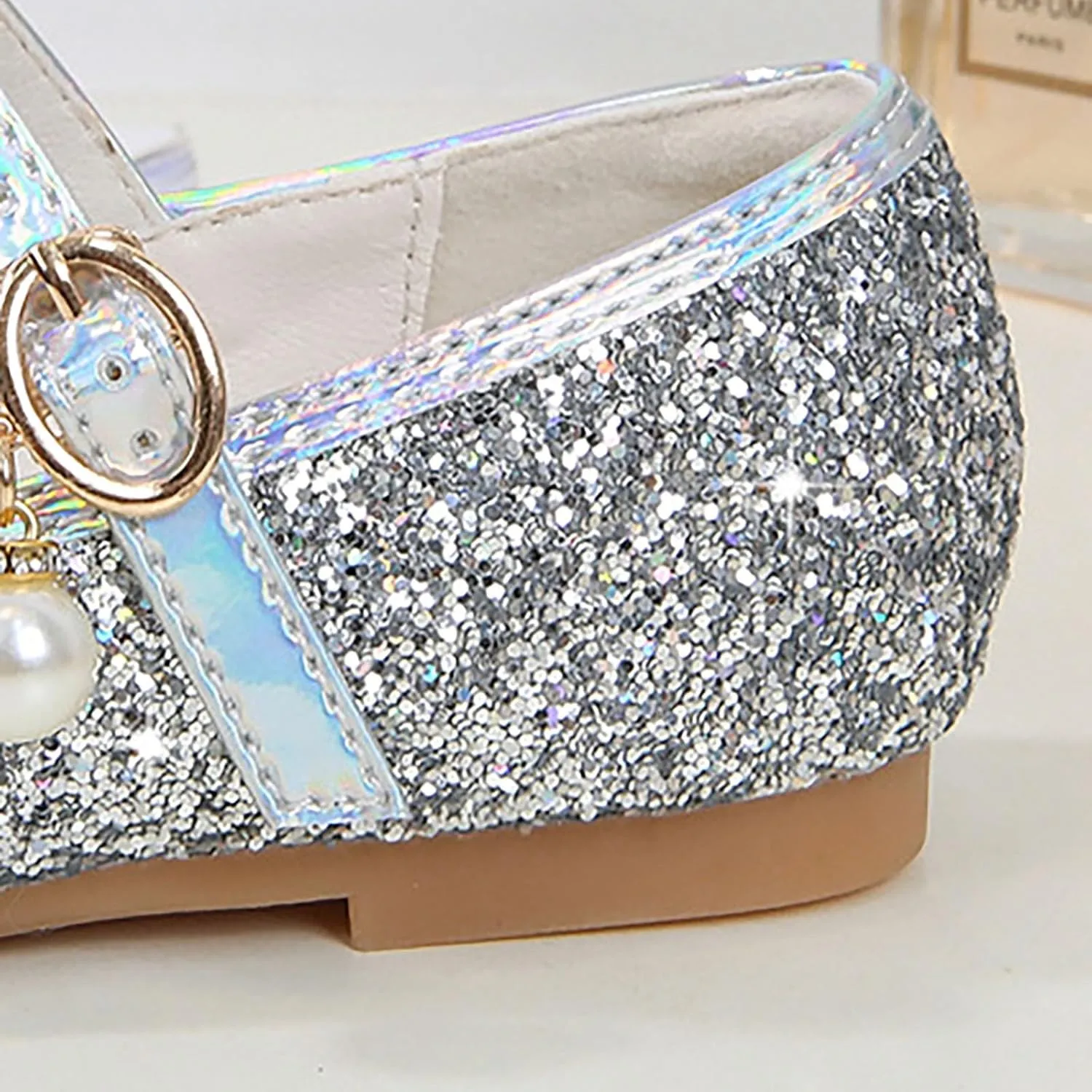 Girl Sparkly Mary Jane Shoes Rhinstones Dress Ballet Flats School Party Wedding Toddler Little Kid Shoes