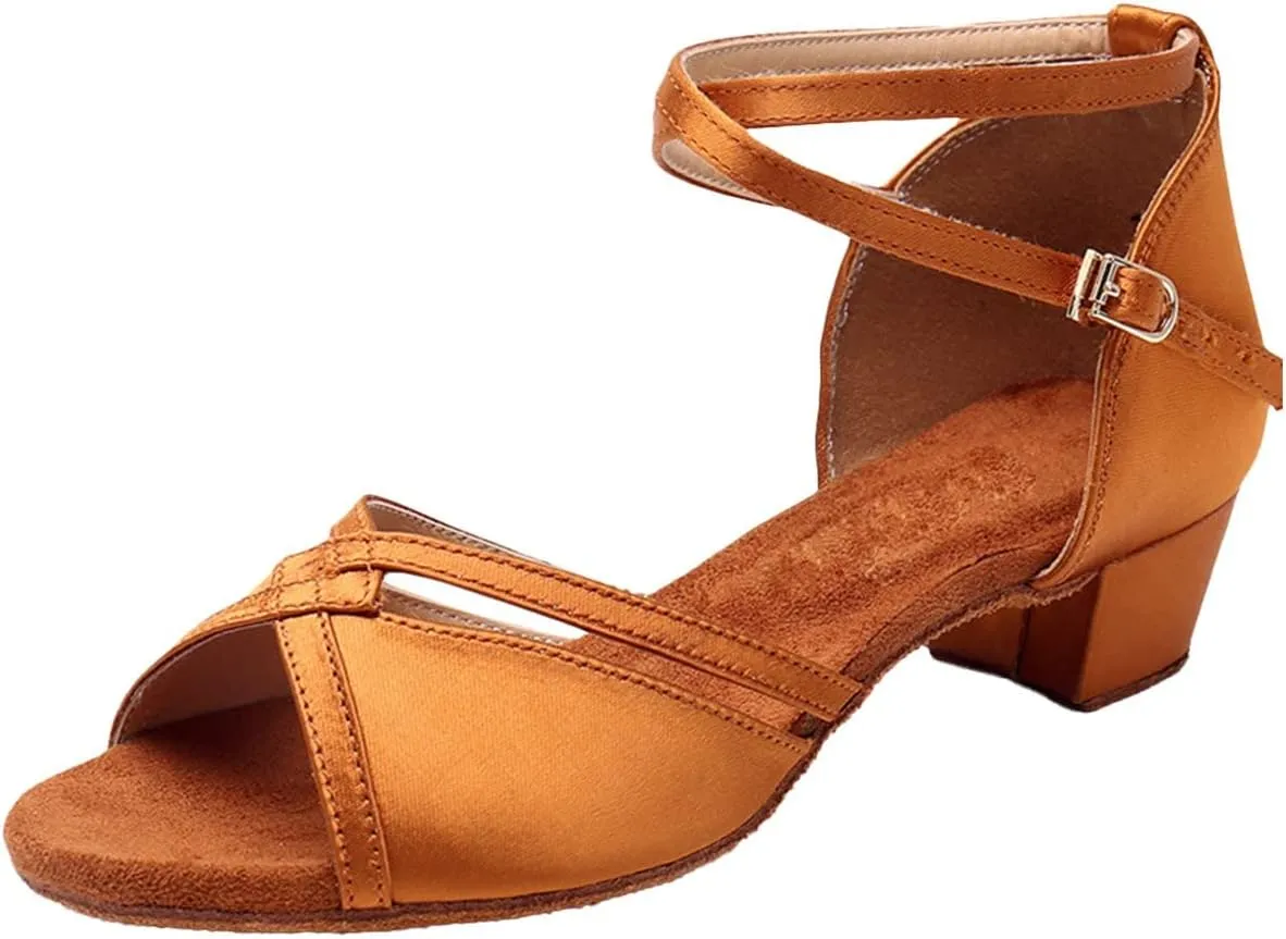 Girls' Athletic Shoes Girls Latin Dance Shoes Low Heels Ballroom Tango Performance Practice Dance Shoes for Little