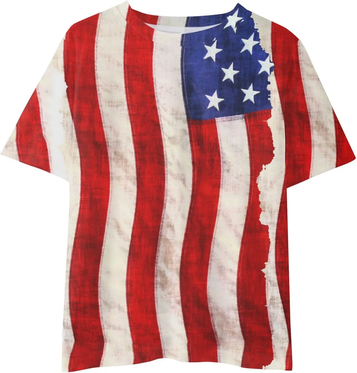 Girls Blouses Tie Dye Blouses Independence Day Graphic Tees Little Girls Tops Short Sleeve Scoop Neck T-Shirts