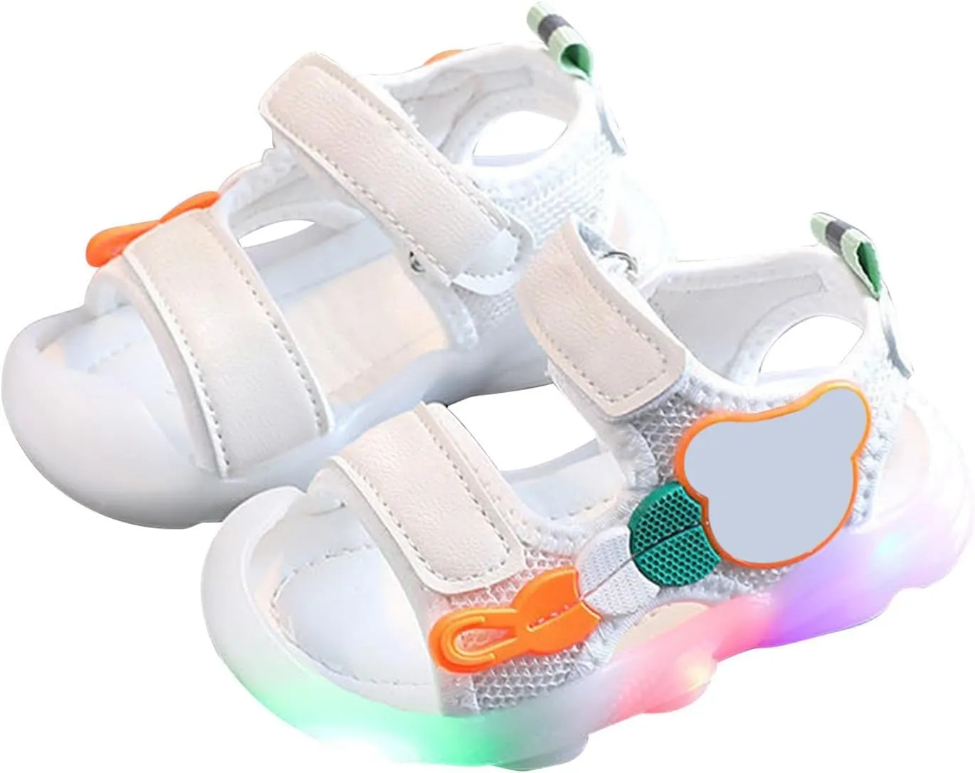 Girls Boys Sandal Double Buckle Casual Flat Open Toe Summer Flashing Shoes Hook Loop Sandal for Toddler Little Big Kid
