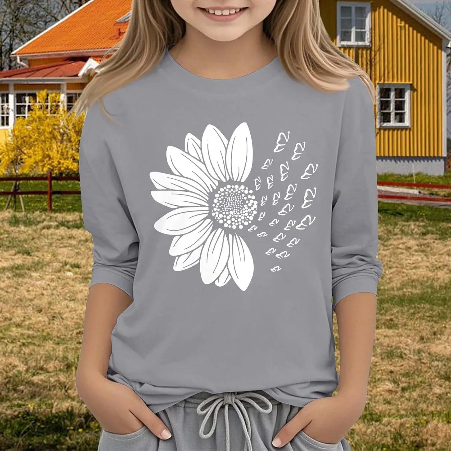 Girls Casual Tops 3/4 Sleeve Floral Tee Shirts Crewneck Casual Blouses Summer Trendy Clothes 2025