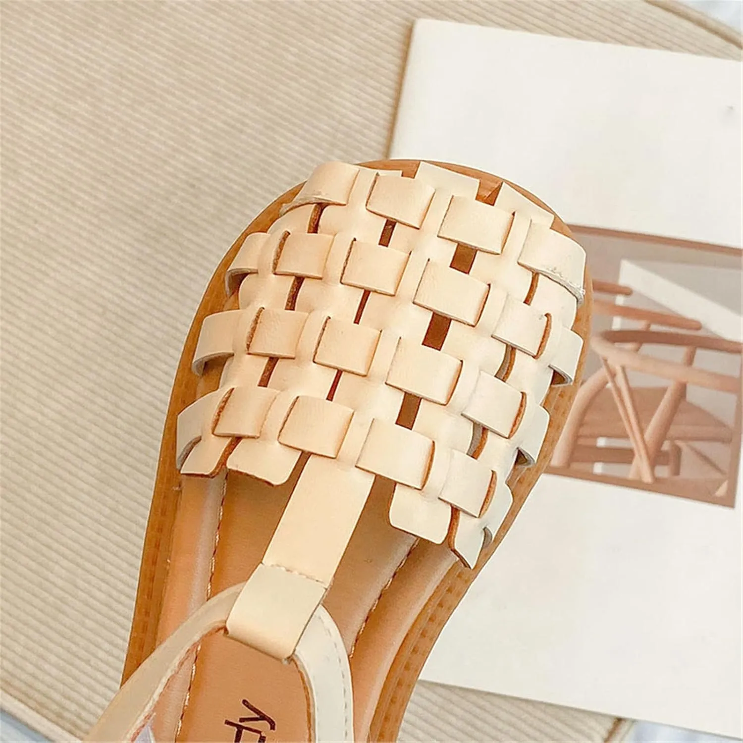 Girls Dress Sandals Leather Soft Closed Toe Princess Flat Shoes Summer Outdoor Beach Sandals(Toddler/Little Kid) (Beige, 10.5 Little Child)