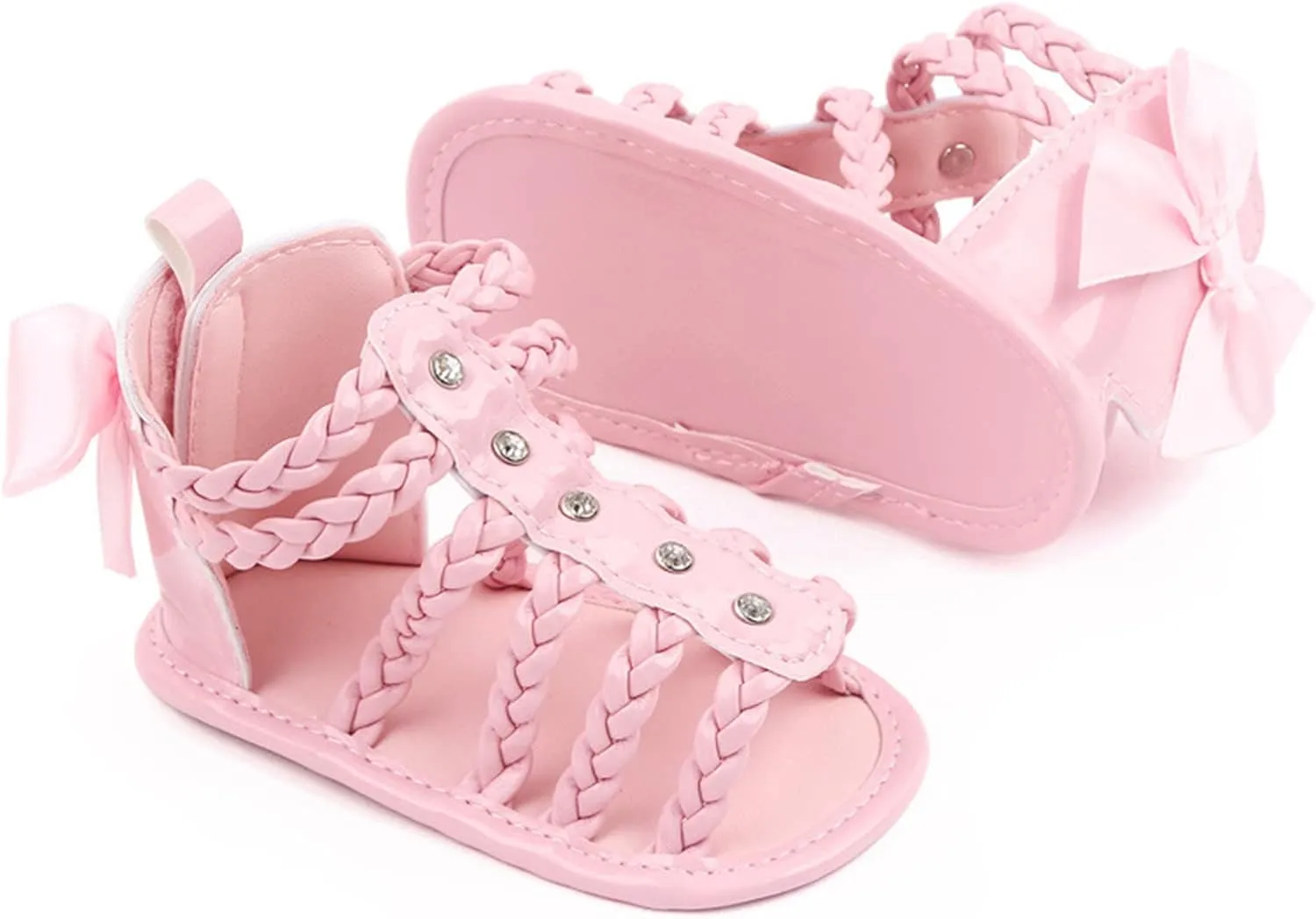 Girls High Ankle Rome Sandals Baby Gladiator Cute Strappy Sandals With Zipper Infant First Walkers Shoes