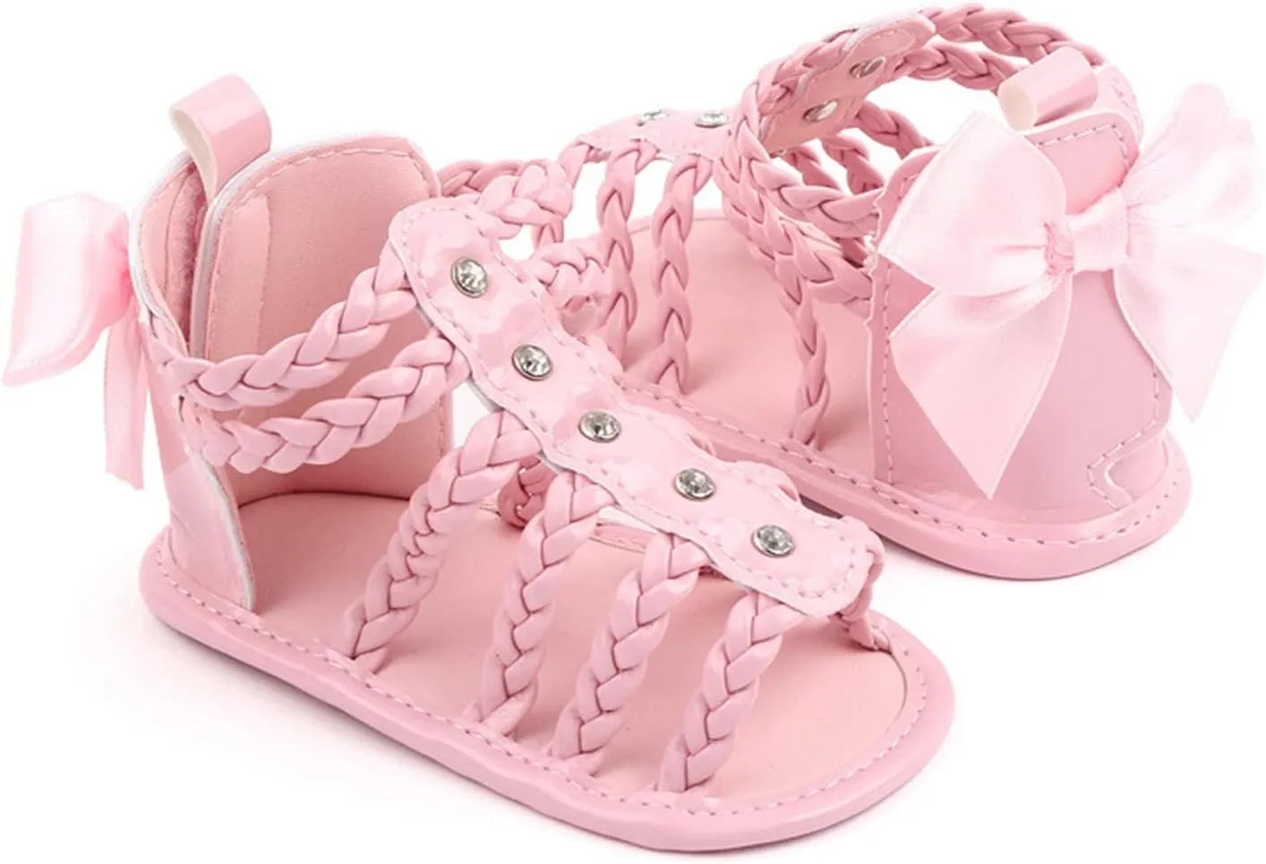 Girls High Ankle Rome Sandals Baby Gladiator Cute Strappy Sandals With Zipper Infant First Walkers Shoes
