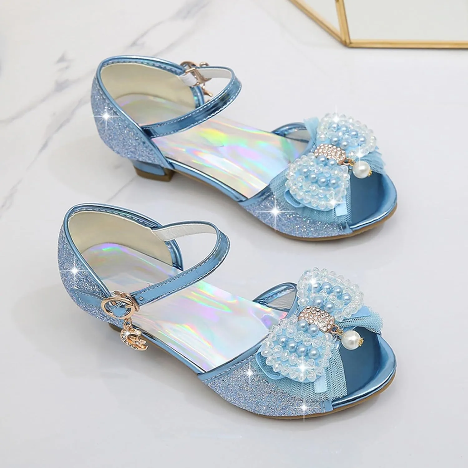 Girls High Heel Sandals Cute Fashion Bowknot Small and Medium Children Student Baby Fish Mouth Shoes Big Girl Sandals