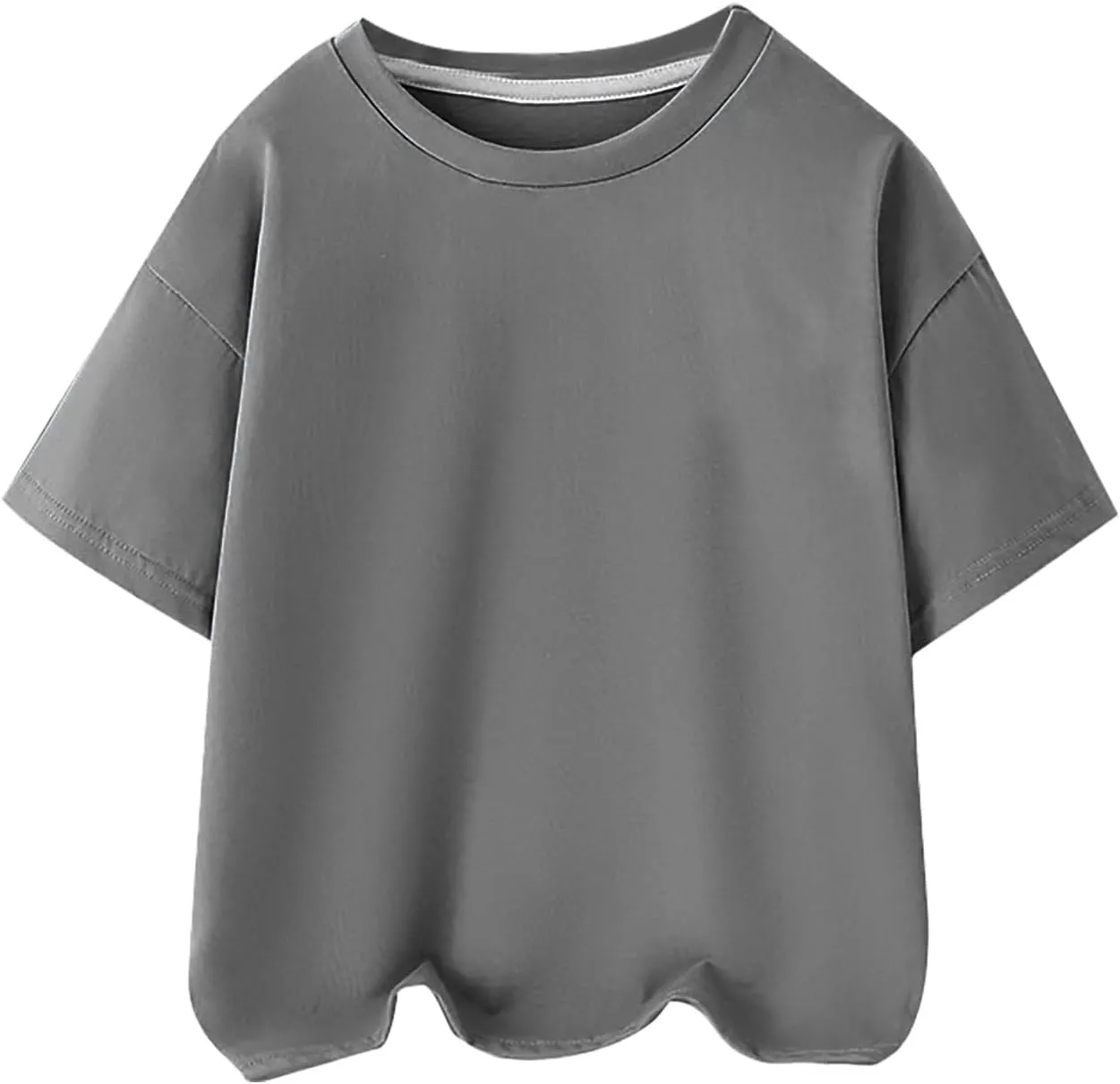 Girls Plain Short Sleeve T Shirts Crewneck Loose Fit Tops Summer Blouses for Kids Basic Tee Tops Workout Tops Men