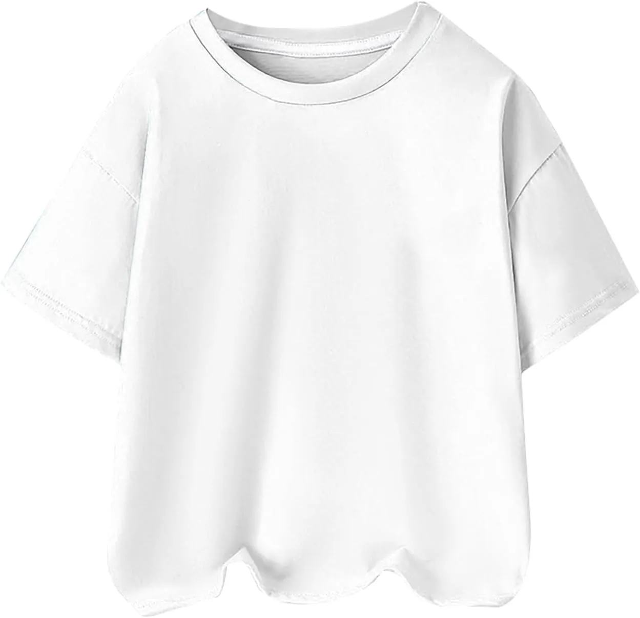Girls Plain Short Sleeve T Shirts Crewneck Loose Fit Tops Summer Blouses for Kids Basic Tee Tops Workout Tops Men