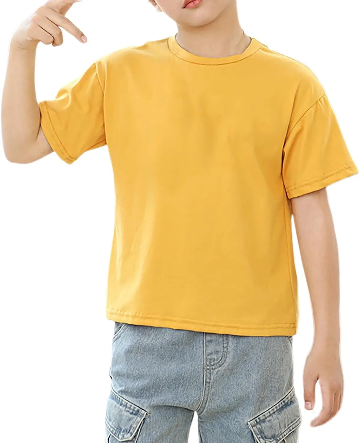 Girls Plain Short Sleeve T Shirts Crewneck Loose Fit Tops Summer Blouses for Kids Basic Tee Tops Workout Tops Men