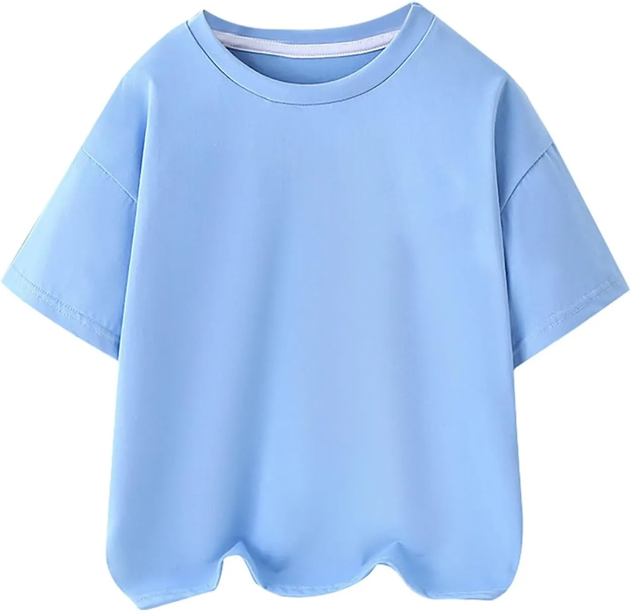 Girls Plain Short Sleeve T Shirts Crewneck Loose Fit Tops Summer Blouses for Kids Basic Tee Tops Workout Tops Men