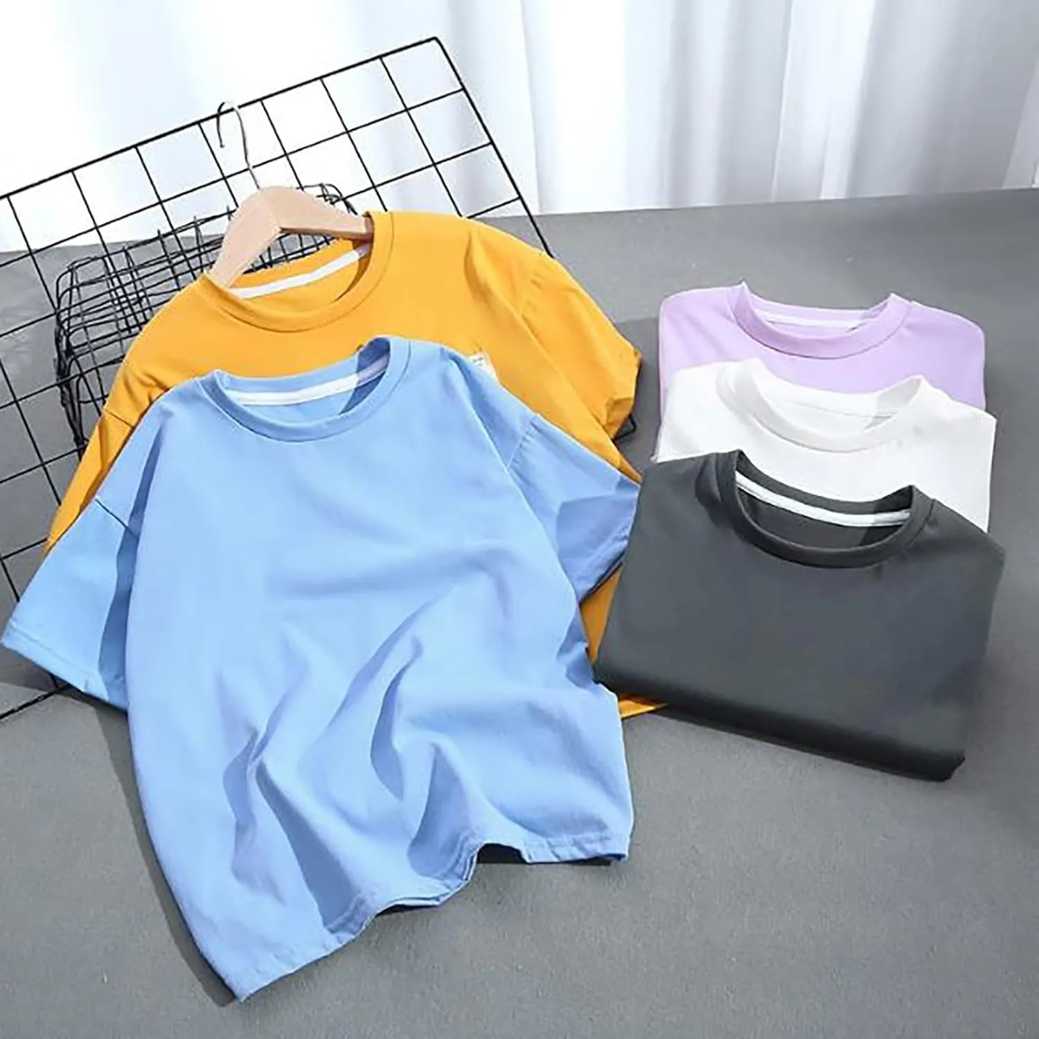 Girls Plain Short Sleeve T Shirts Crewneck Loose Fit Tops Summer Blouses for Kids Basic Tee Tops Workout Tops Men