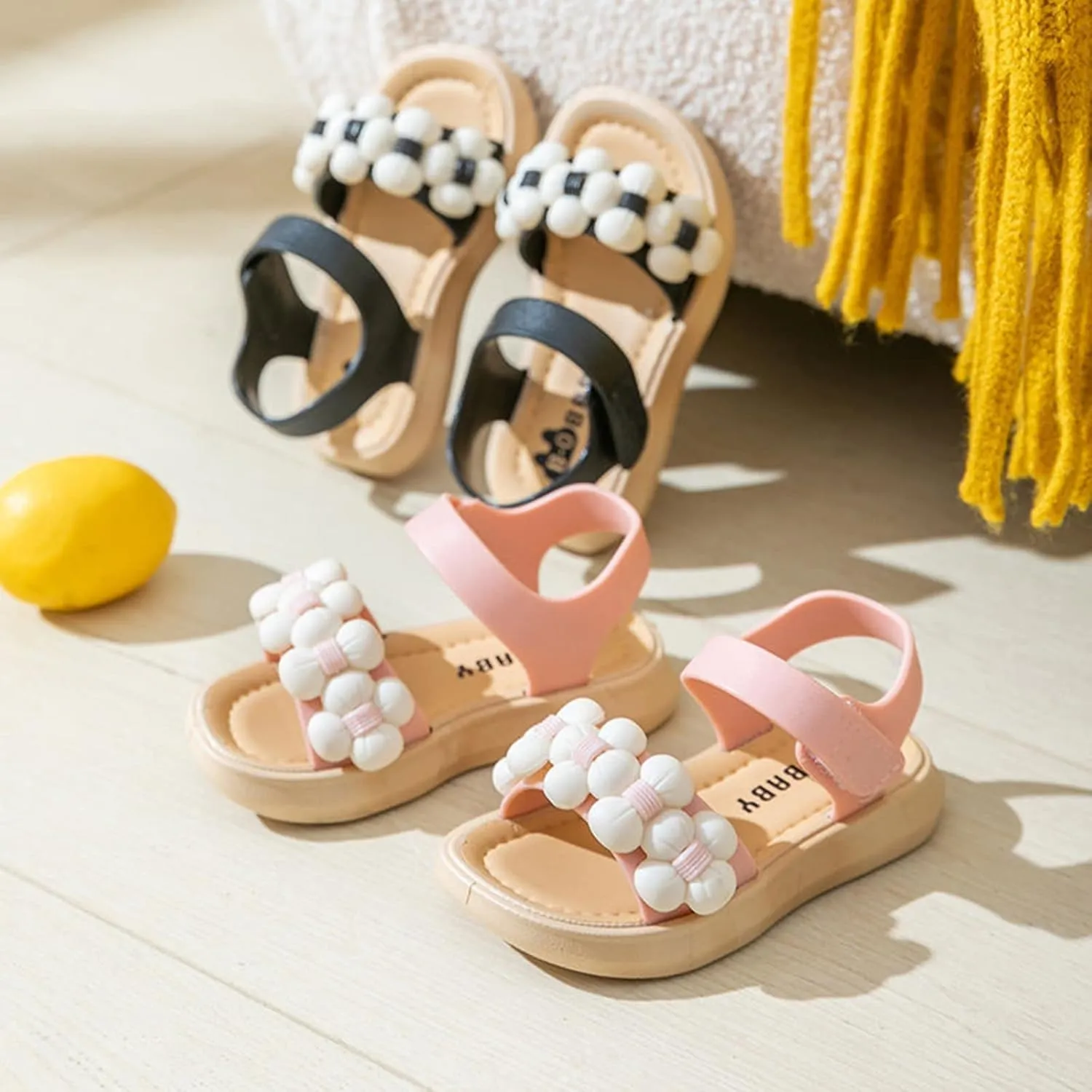 Girls' Sandals Children Sandals Thickened Summer Princess Fashion Soft Sole Children Girls Baby Beach Sandals (Pink, 6 Toddler)