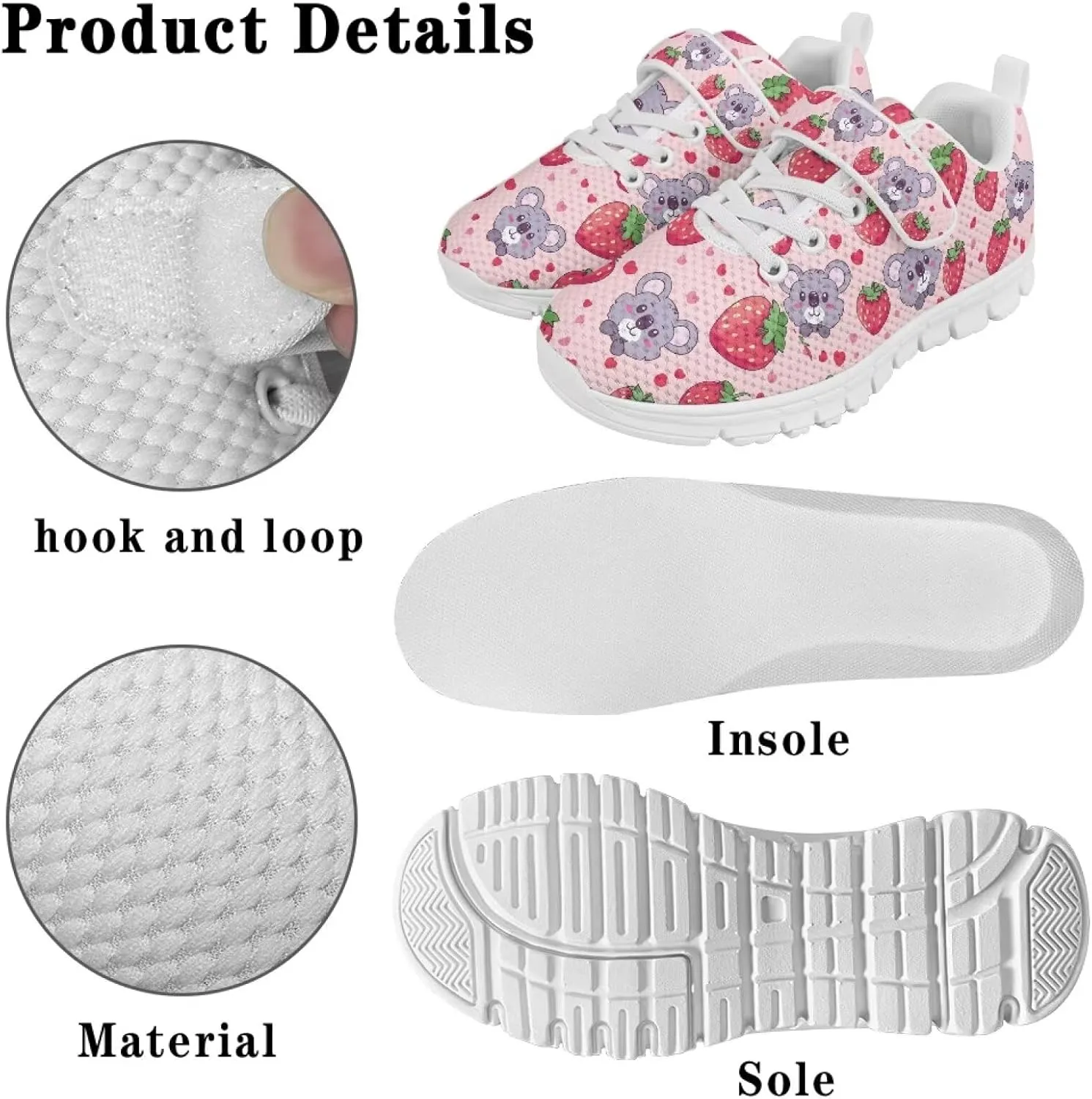 Girls Tennis Shoes School Running Shoes Little Kids Slip On Sneakers