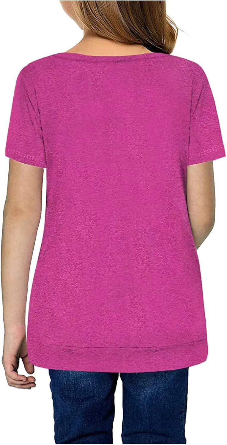 Girls Three Quarter Sleeve Tops Tshirt Casual Tops Front Blouse Tee Kids Girls Tops Kids Tees Girls