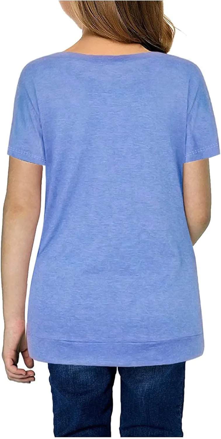 Girls Three Quarter Sleeve Tops Tshirt Casual Tops Front Blouse Tee Kids Girls Tops Kids Tees Girls