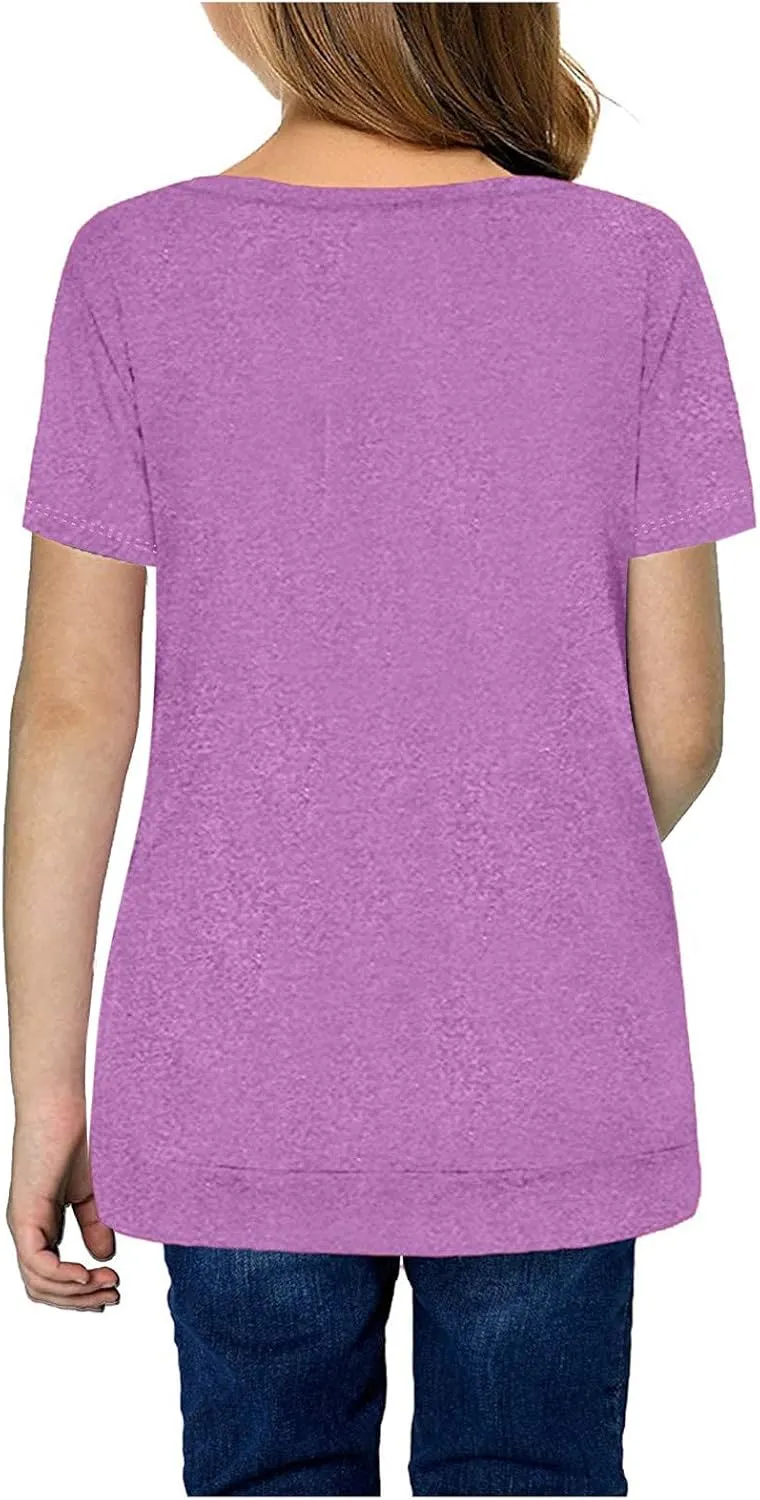 Girls Three Quarter Sleeve Tops Tshirt Casual Tops Front Blouse Tee Kids Girls Tops Kids Tees Girls