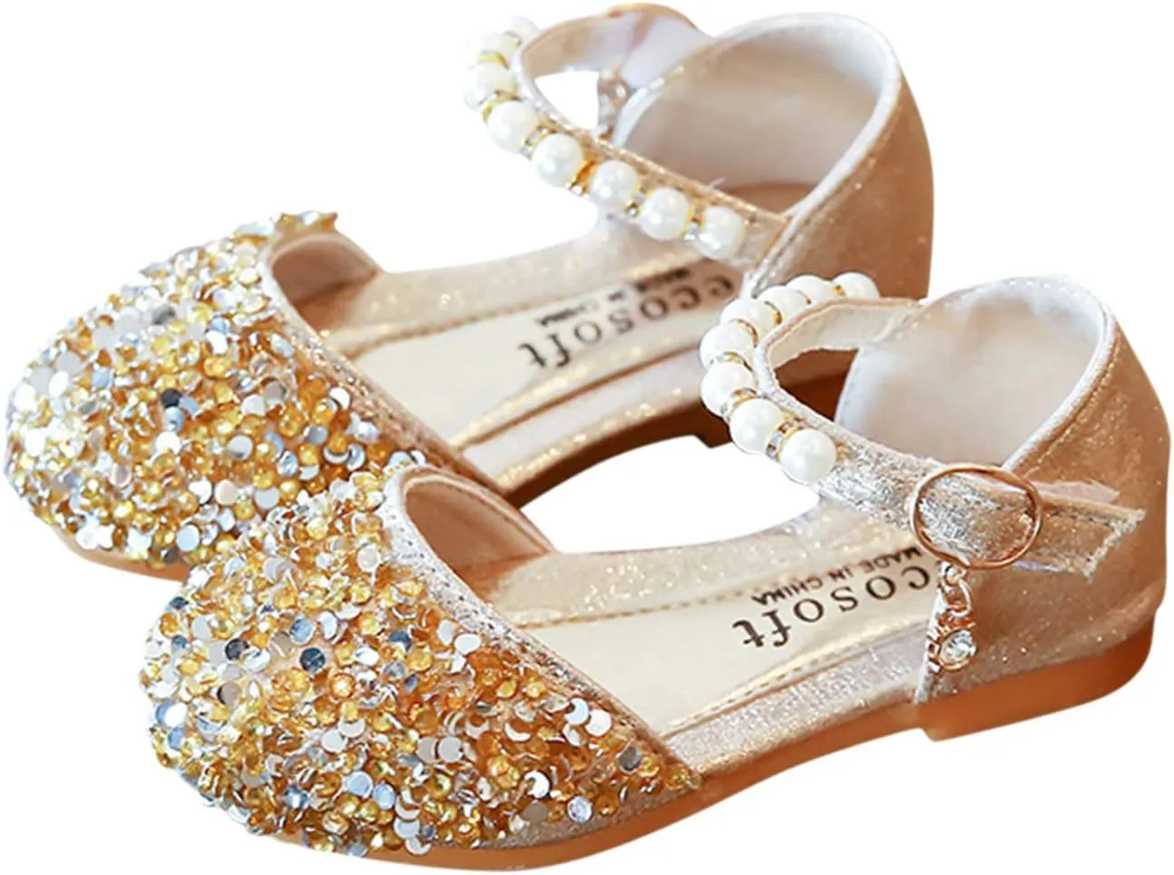 Gray Shoes for Boys Bowknot Kids Shoes Single Baby Girls Bling Princess Sandals Crystal Pearl Creative Shoe