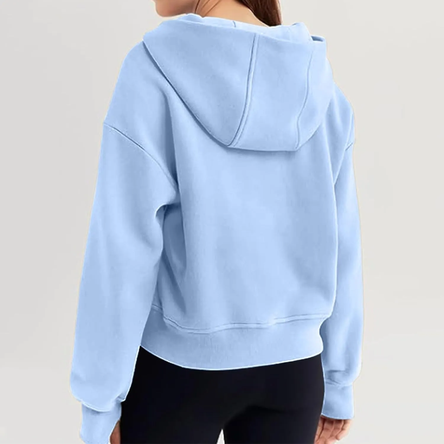 Half Zip Sweatshirts for Women Cropped Pullover Fall Winter Sweatshirts Long Sleeve Casual Warm Sweatshirts